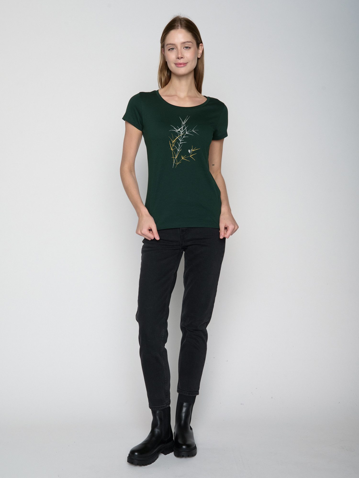 GreenBomb T-Shirt Loves Nature Bird Reed Motiv Natur (1-tlg., 1) figurbetont, leicht tailliert, klassische Kurzärmel
