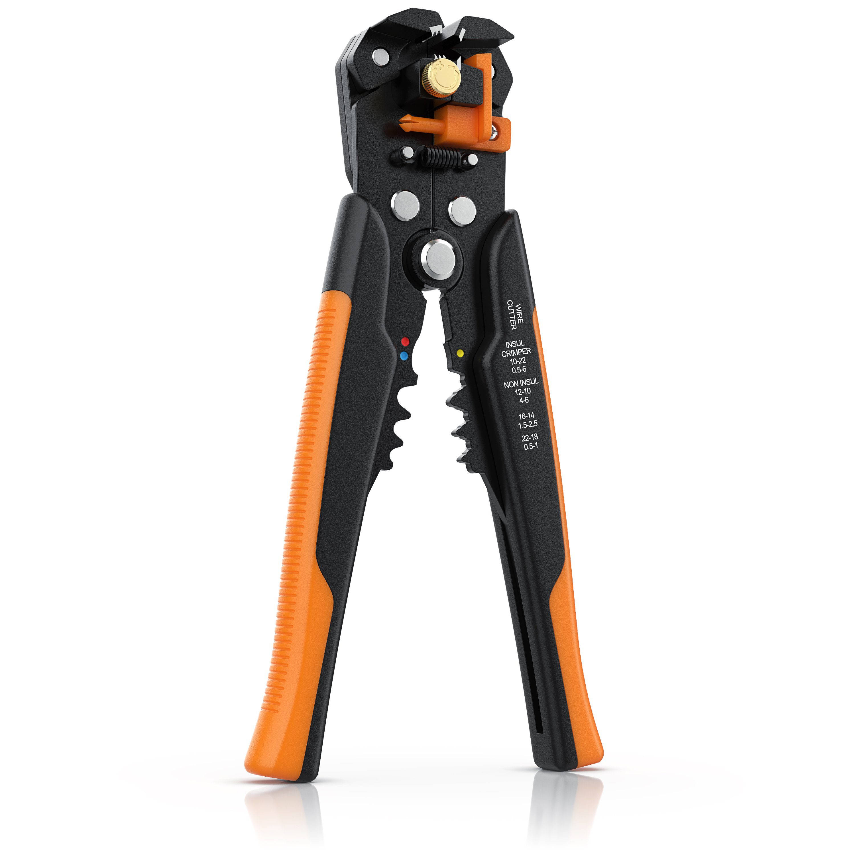 Brandson Abisolierzange Automatische Abisolierzange inkl. 60 Klemmen, 1-tlg., Selbsteinstellend, 10-24 AWG, Crimpzange, Kabelschneider 0,2 - 6mm² ⌀
