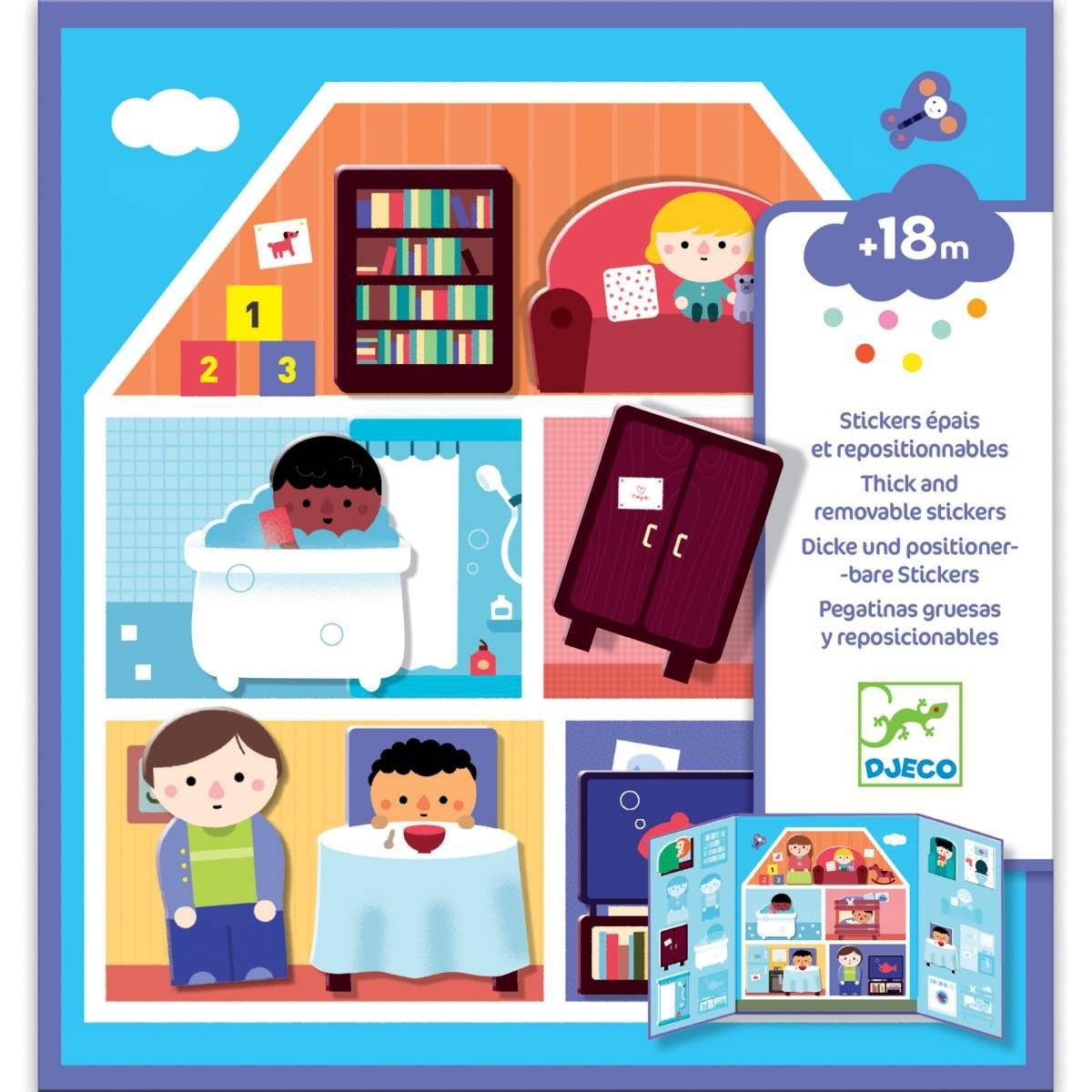DJECO Stickerbuch Sticker mit tollen Motiven und Vorlagenbuch basteln Kinder