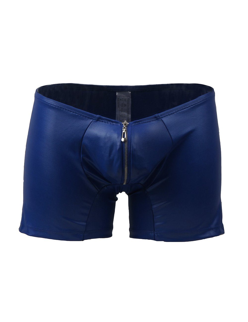 Hose Wetlook Boxershorts Lau-Fashion Unterwäsche Boxer S/M Männer Blau Shorts Zipper Herren Slip