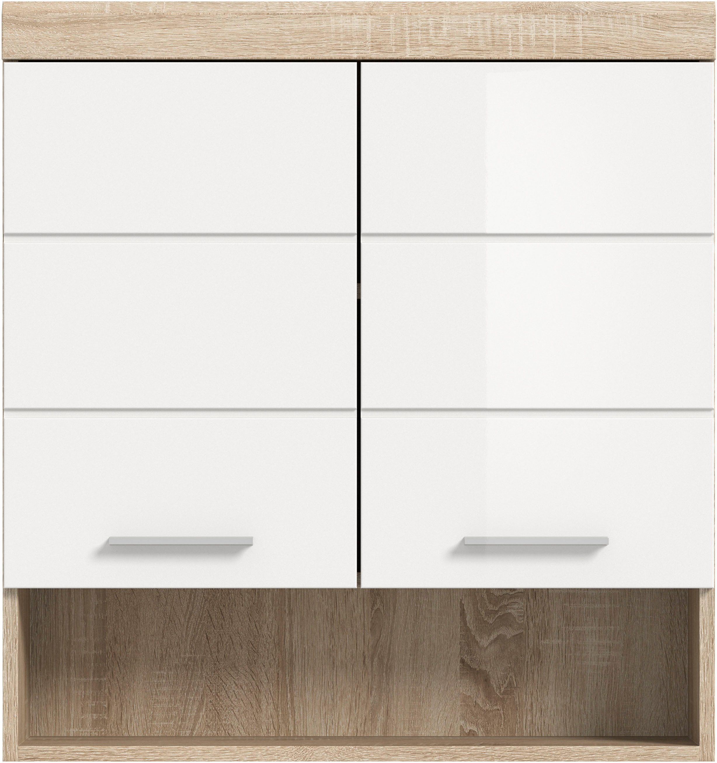 welltime Hängeschrank SIENA, Breite 74cm, 2 Türen, 1 offenes Fächer, MDF-Front (TOPSELLER) in verschiedenen Farben erhältlich, Badmöbel, Badschrank, Schrank, Bad