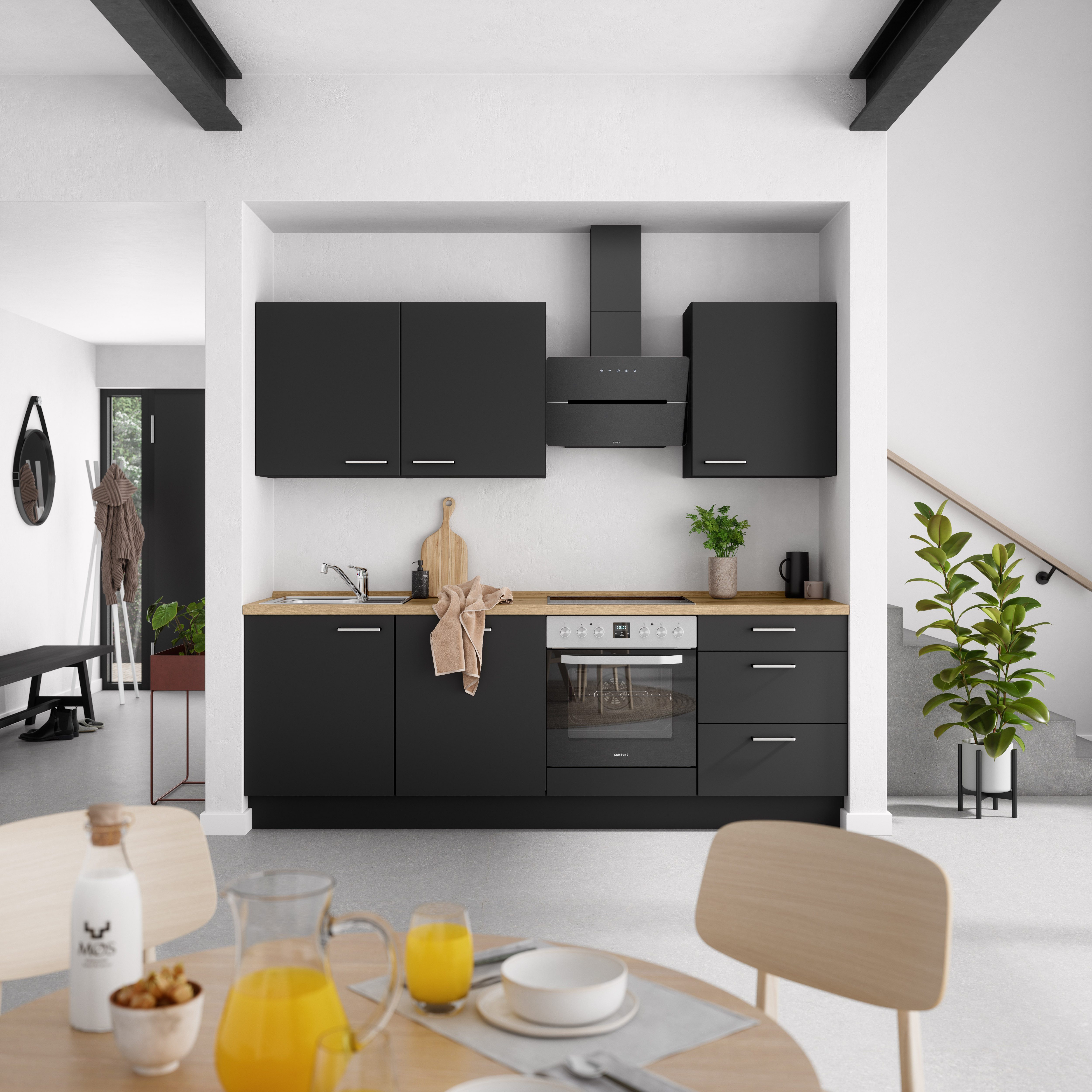 nobilia® Küchenzeile "Touch II", NEU: individuell anpassbar mit gratis Profi-Beratung, vormontiert, Breite 240 cm, Ausrichtung wählbar, wahlw. mit E-Geräten