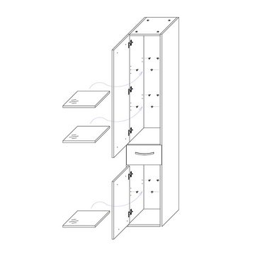 Lomadox Badmöbel-Set QUITO-66, (Spar-Set, 5-St), Badmöbel Komplett-Set in anthrazit Hochglanz, B/H/T: 150/200/33 cm