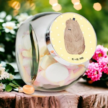 Mr. & Mrs. Panda Vorratsglas XL 2000ml Murmeltier - Gelb Pastell - Geschenk, Tiermotive, Gute Laun, Premium Glas, (1-tlg), Vielseitig einsetzbar