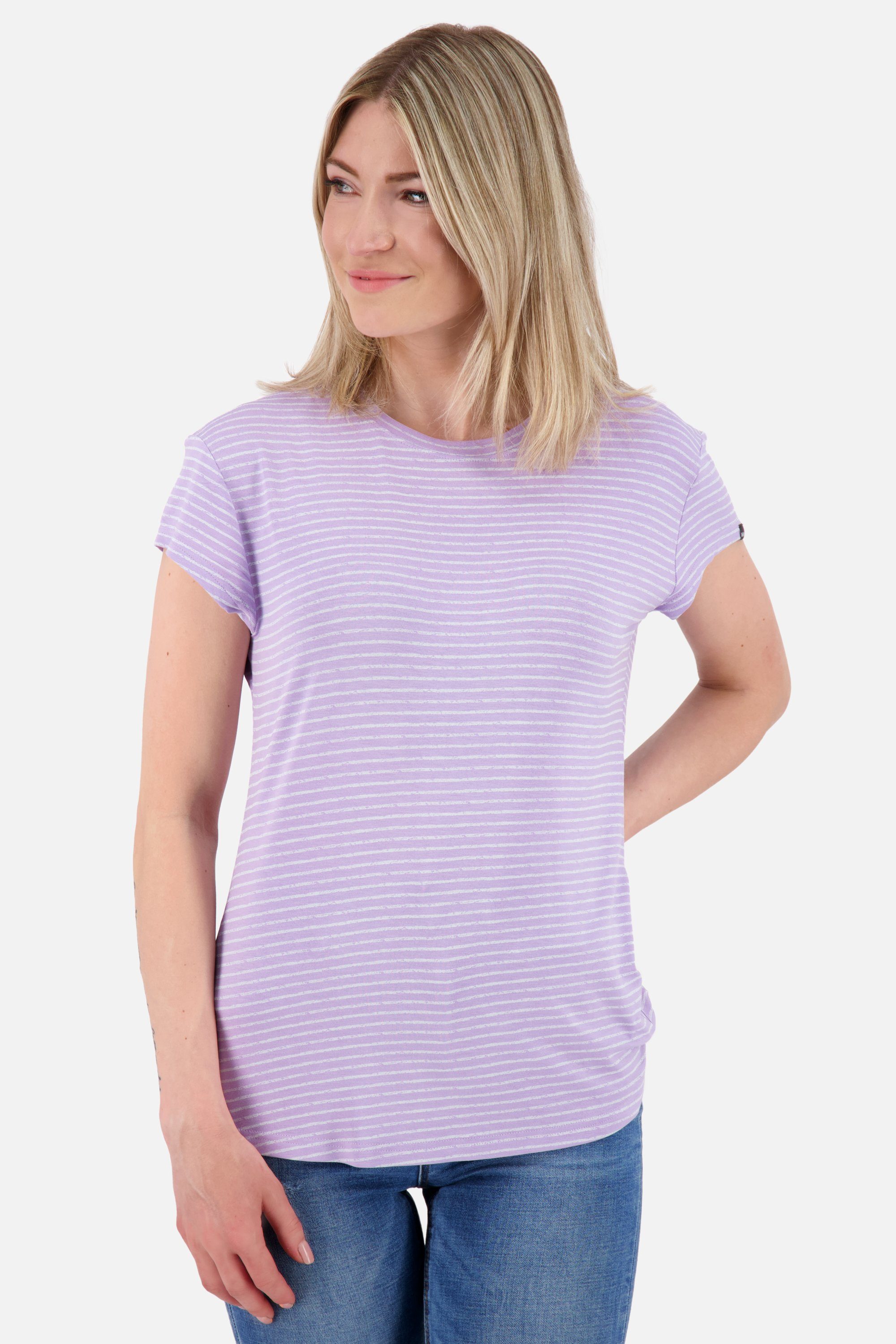 Alife & Kickin Rundhalsshirt MimmyAK Z Shirt Damen Kurzarmshirt, Shirt digital lavender