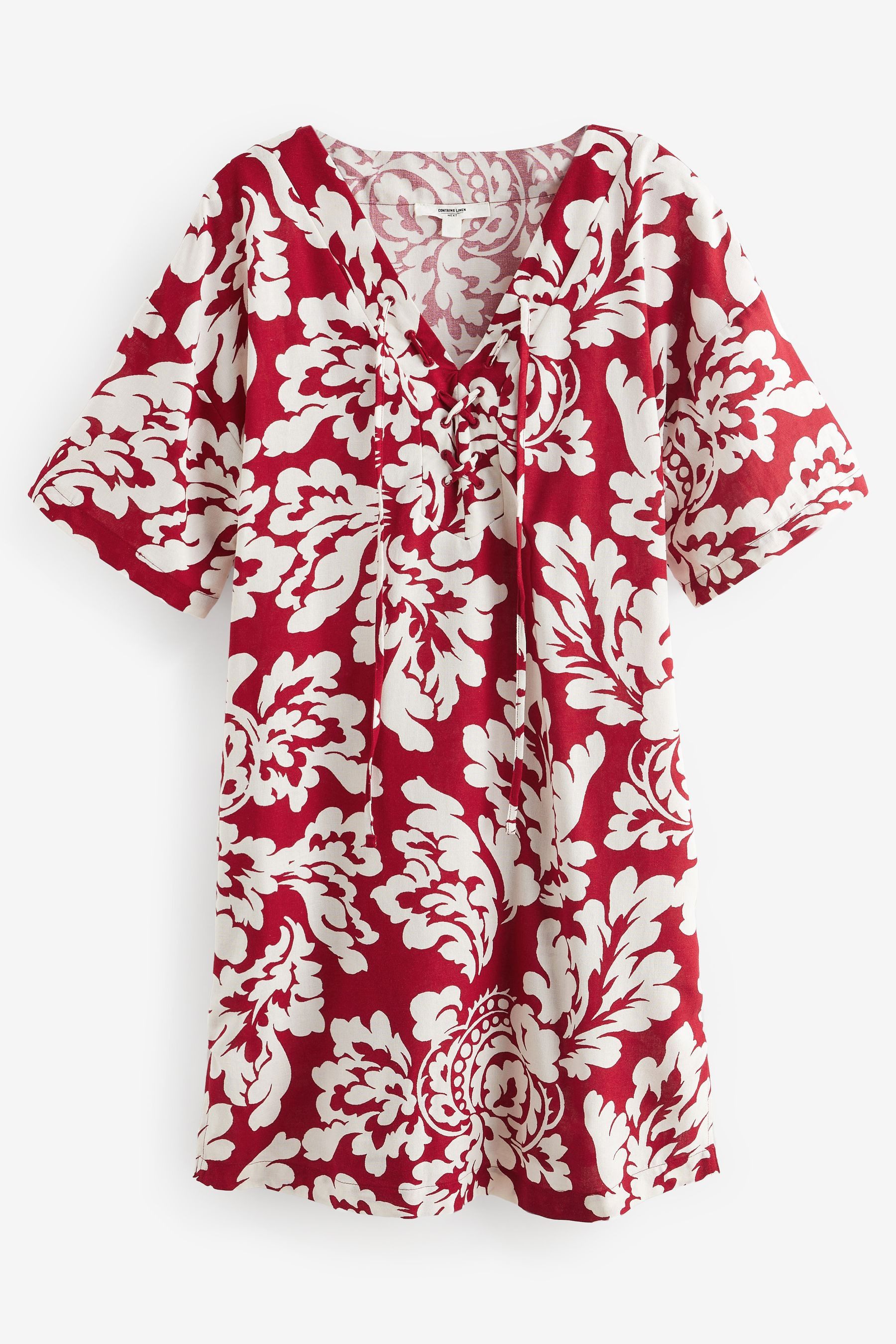 Sommerkleid Oversized Fit Kaftan mit Leinen, Kurzgröße