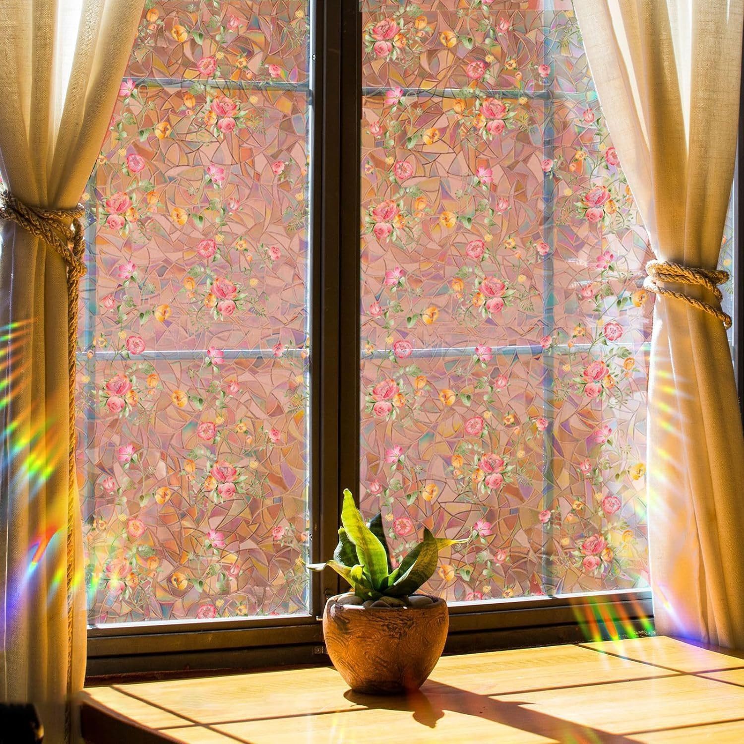 Coonoor Fensterfolie Bunte Glasfensterfolie, Vintage-Rosenfensterfolie, Sic günstig online kaufen