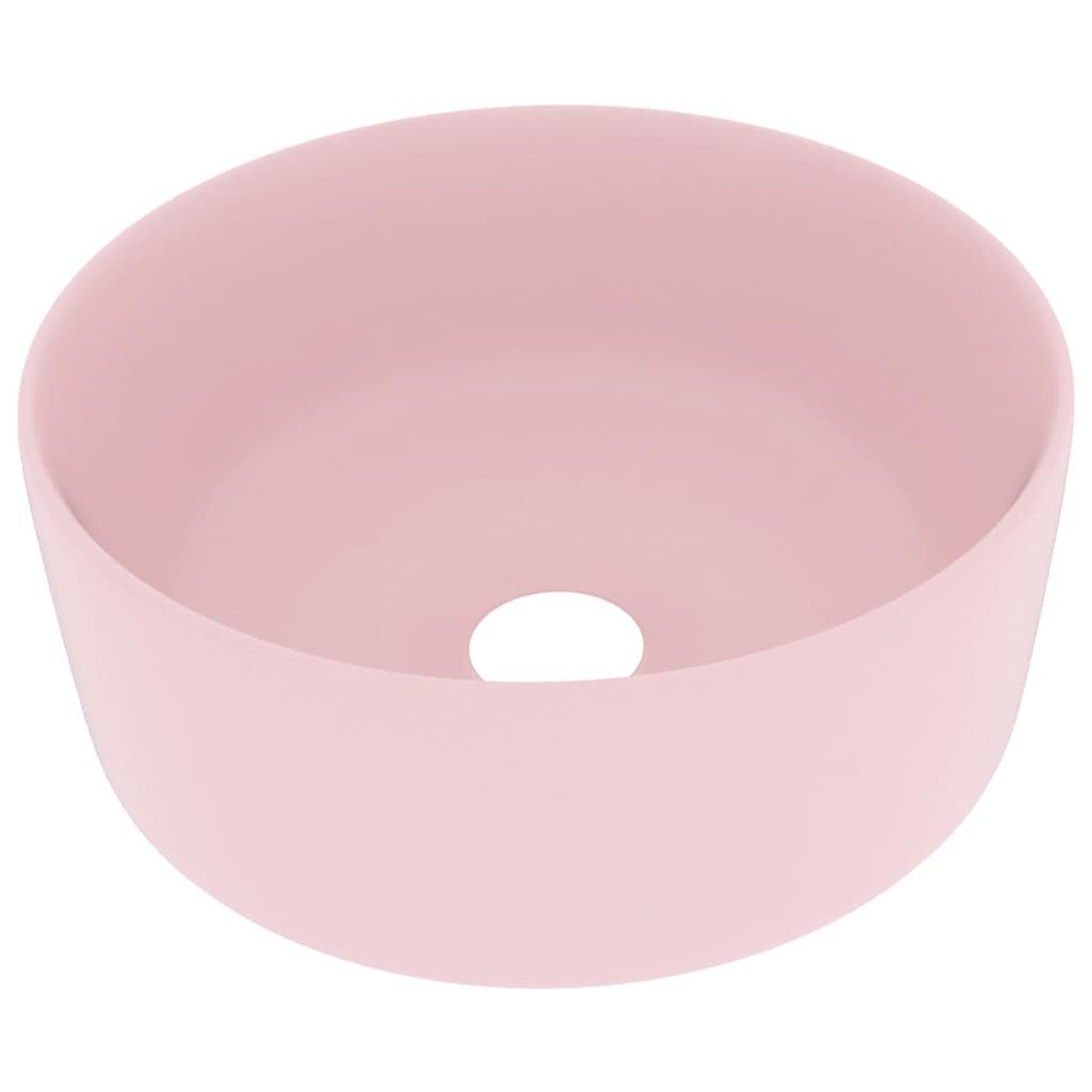 vidaXL Waschbecken, Luxuriöses Waschbecken Rund Matt Rosa 40x15 cm Keramik