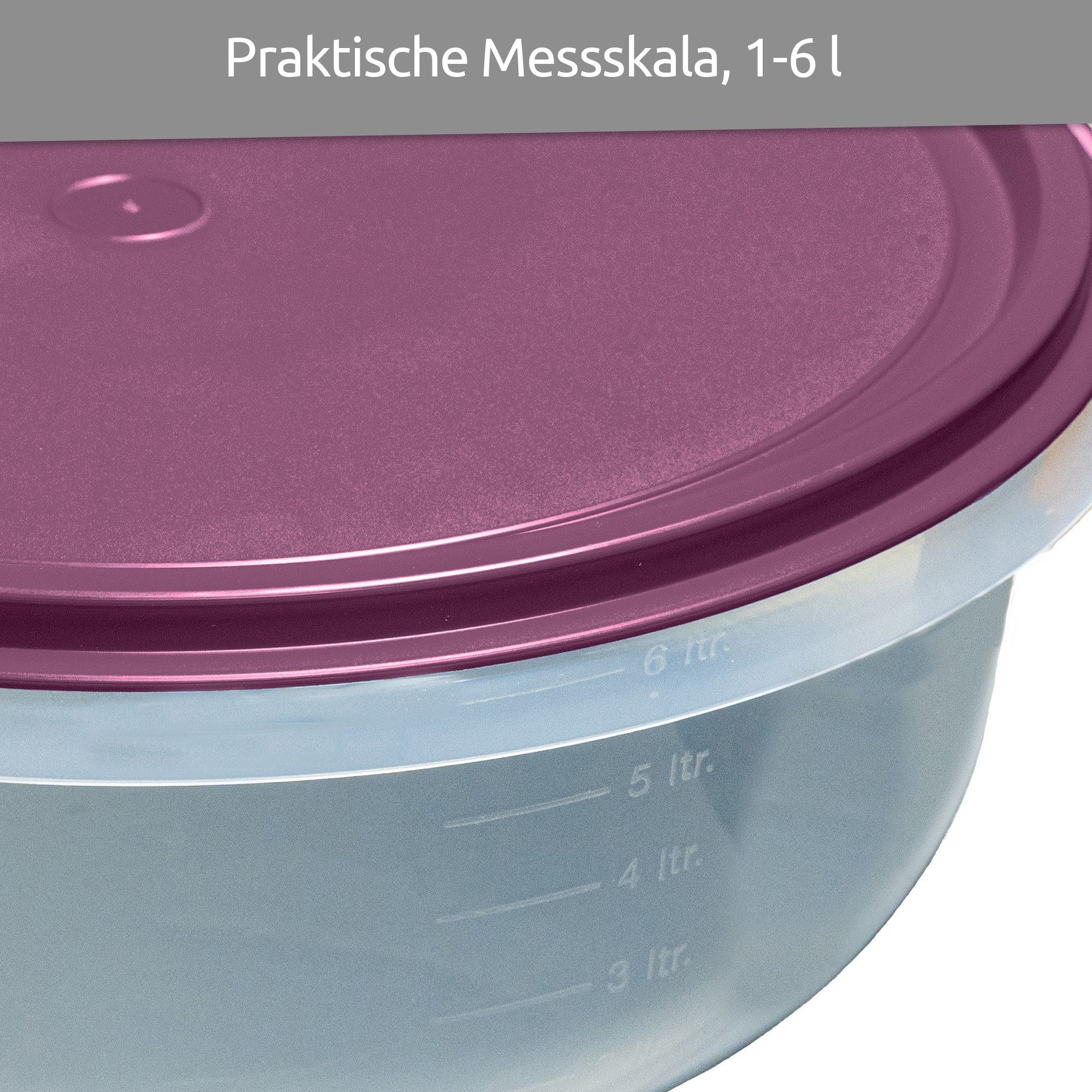 Made Kaiser + in Hefeteigschüssel 2-tlg), Kunststoff, Wüllner Deckel, mit aubergine (Set, Germany Rührschüssel