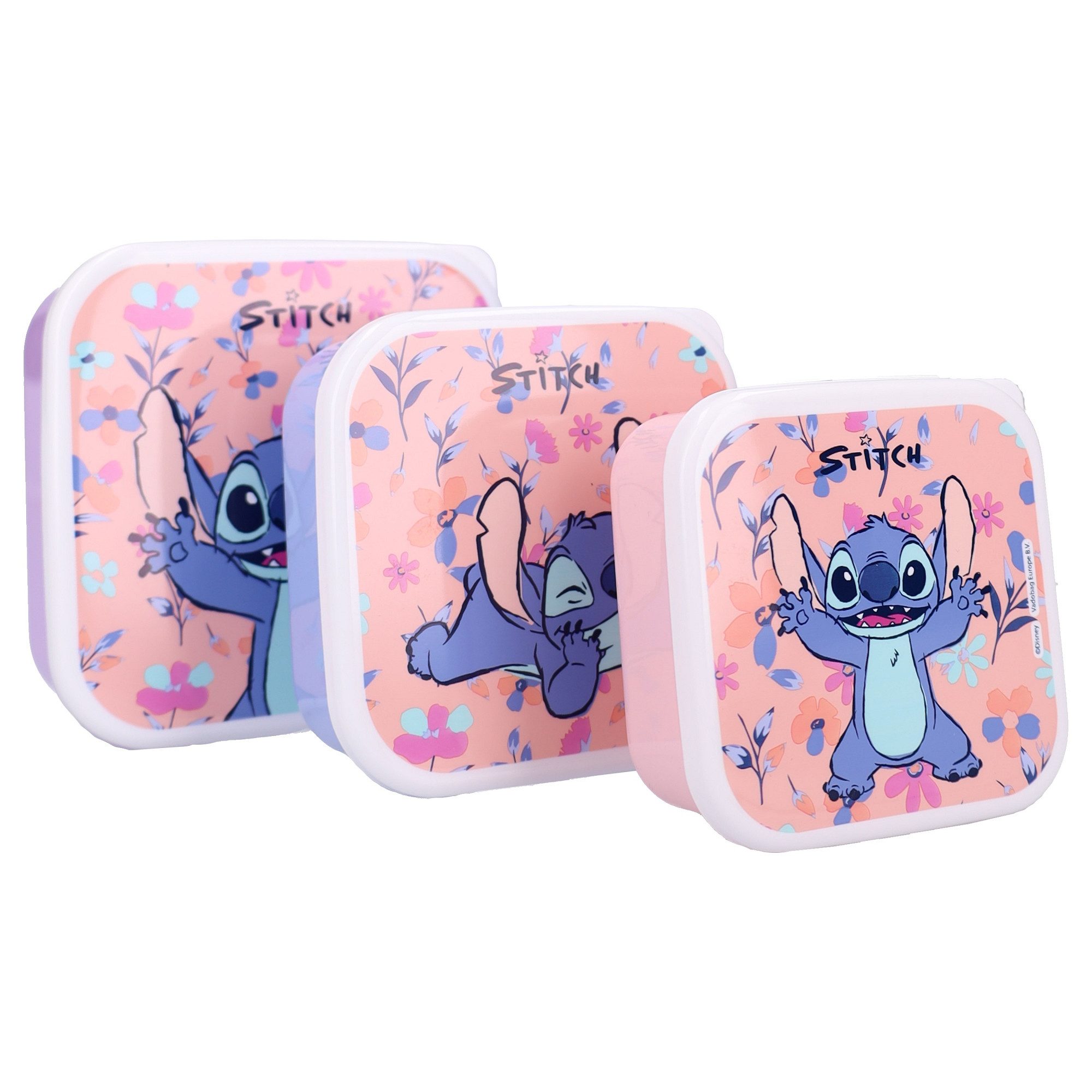 Lilo & Stitch Lunchbox Aufbewahrungsboxen 3er Set Fresh Bites für Alltag und unterwegs, (Spar-Set, 3-tlg., 3x teilig, 3x deckel)