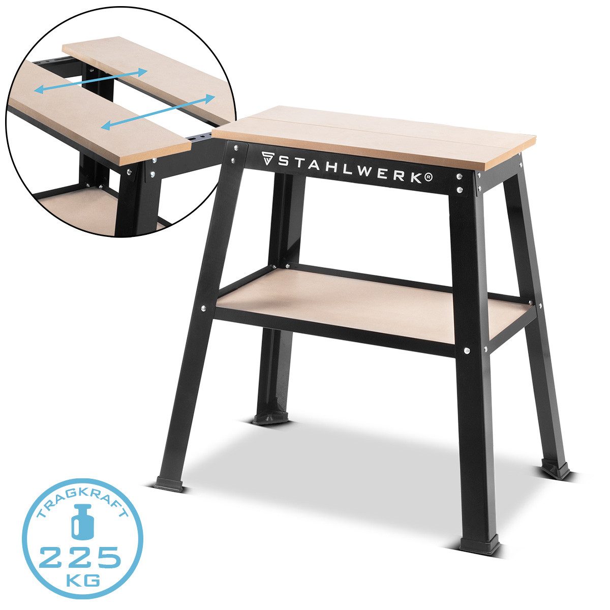 STAHLWERK Werkbank Universal Maschinenständer 225 kg Maschinentisch, (Packung, 1-tlg), B/T/H: 82x58x82 cm