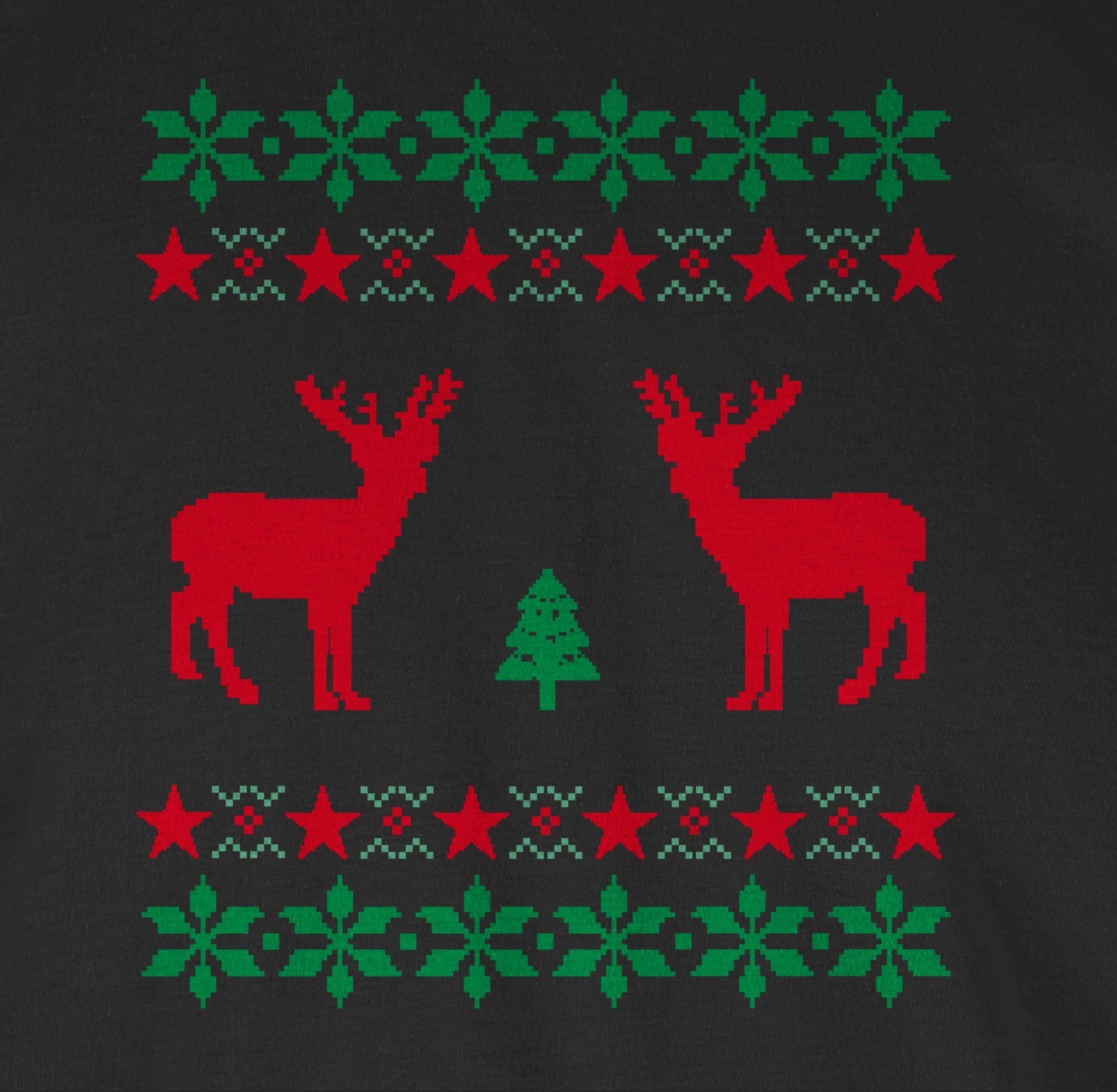 Weihnachten Rentier T-Shirt Pixel Kleidung Norweger Weihachten 1 Shirtracer Schwarz