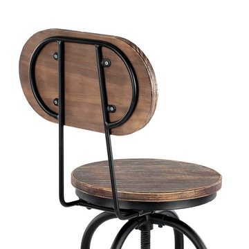 Daskoo Barhocker Barstühle mit Rückenlehne,höhenverstellbar,Vintage-Industriestil, bis 150kg belastbar