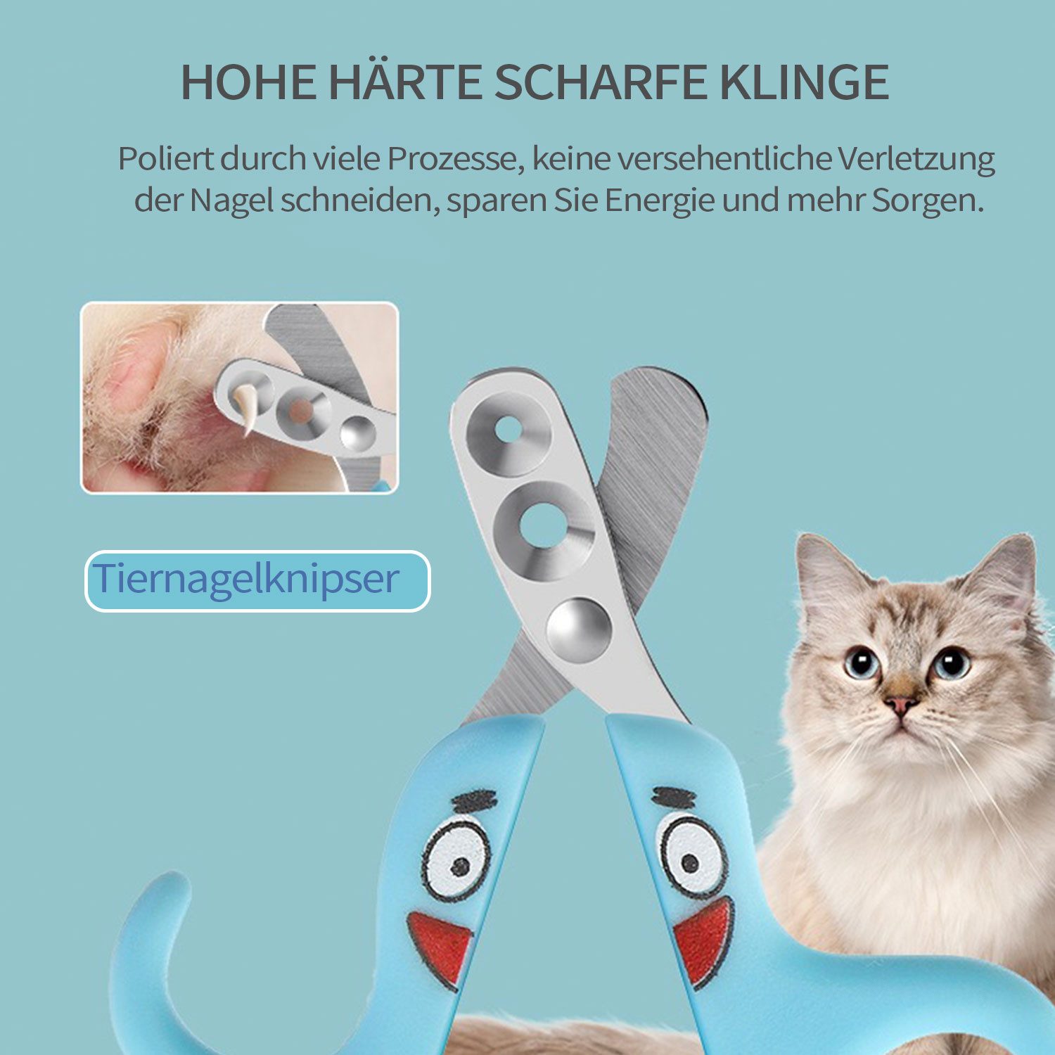 Refttenw Krallenschneider Katzennagelknipser, professioneller Krallenschneider, Doppeltes rundes Lochdesign
