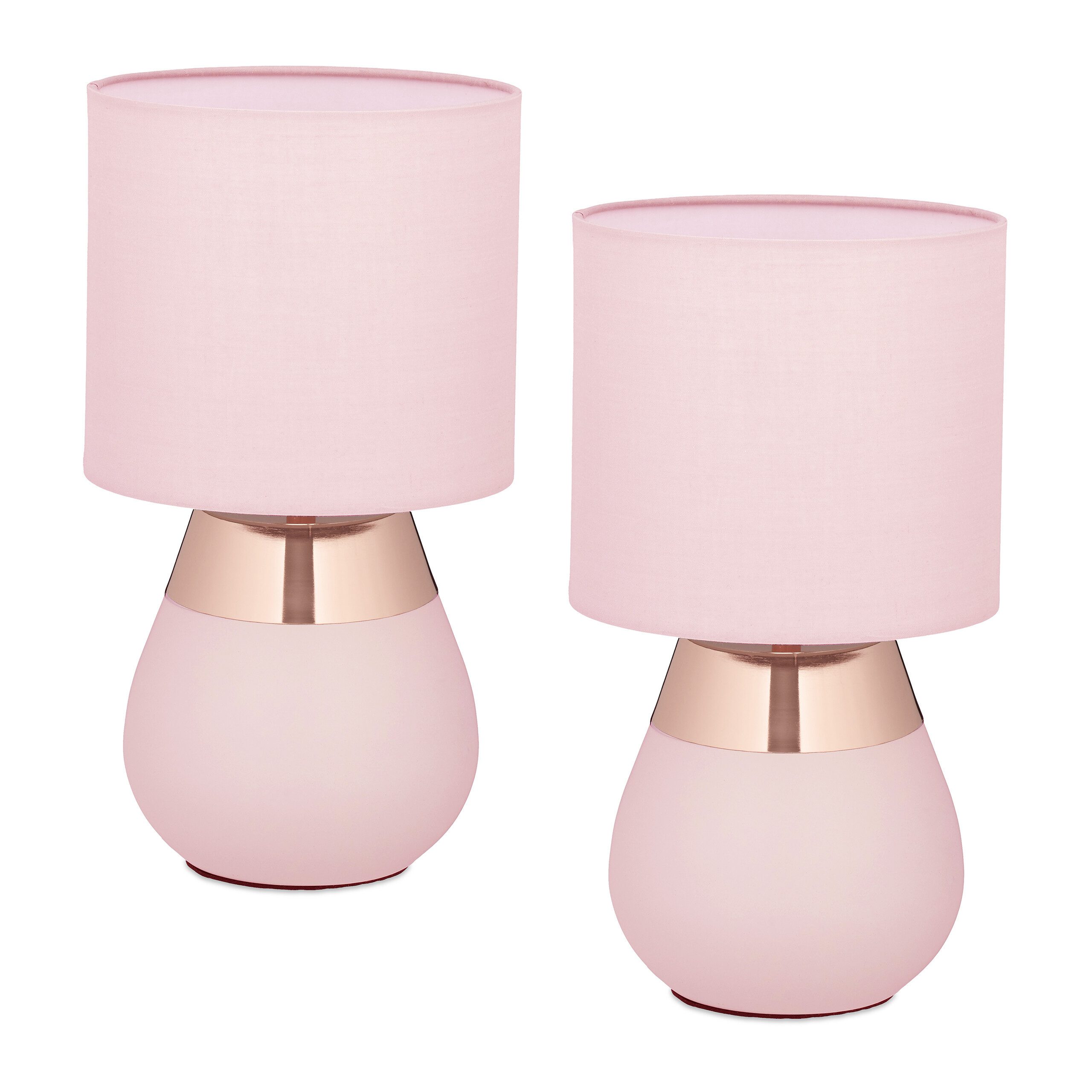 relaxdays Nachttischlampe Tischlampe mit Stoffschirm 2er günstig online kaufen