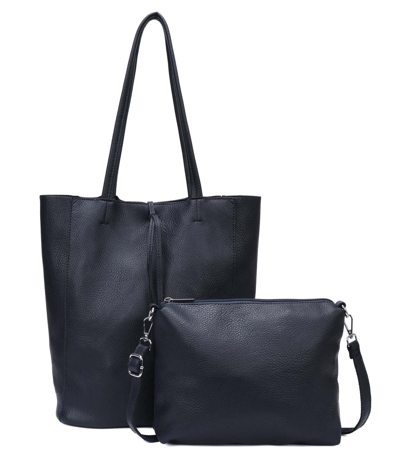 ITALYSHOP24 Schultertasche Damen XXL Tasche Shopper Umhängetasche Hobo City Tote A4 Shopping Bag (je nach Auswahl, Weekender Handtasche mit Schmucktasche, große Henkeltasche Workbag inkl. CrossOver Bag mit extra Umhängegurt), leichte Cross Over Body Brusttasche Schmucktasche Reise Urlaub Schule