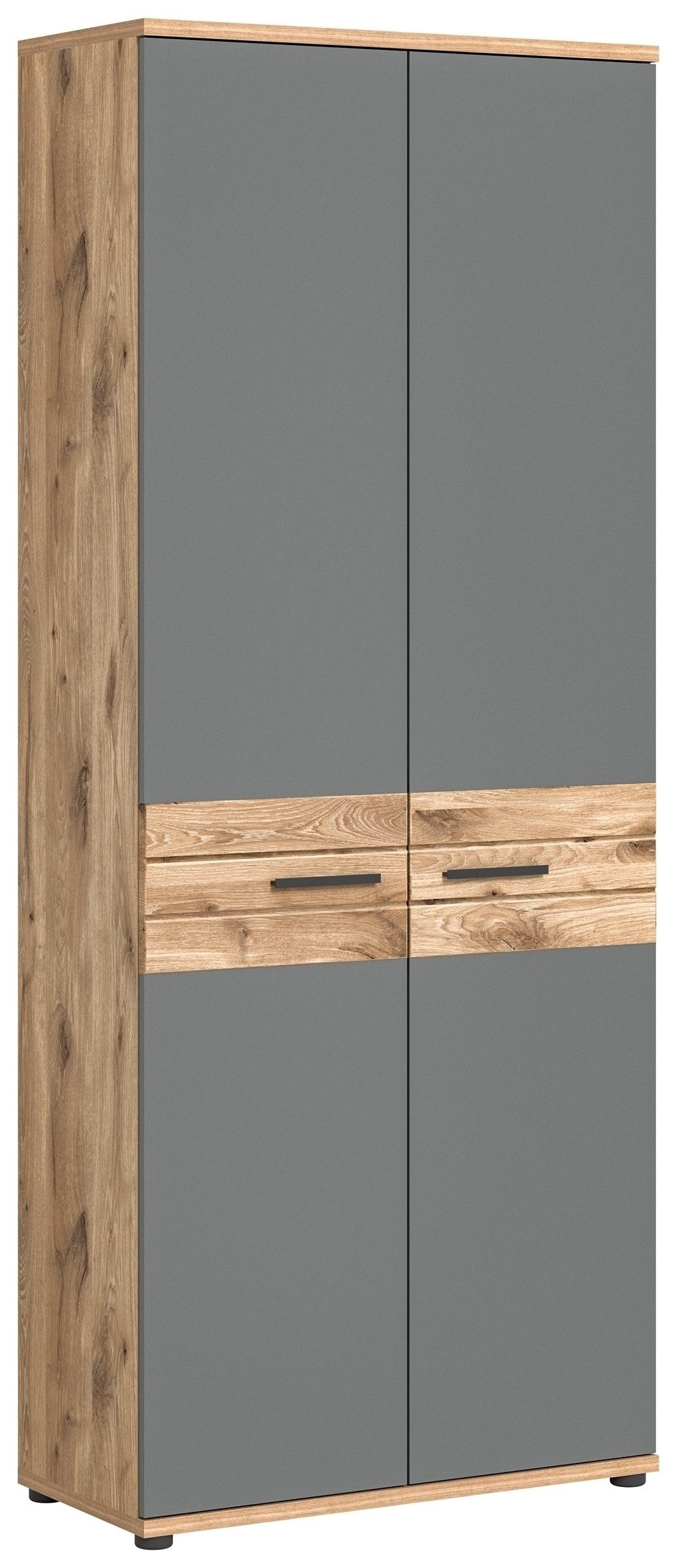 xonox.home Aktenschrank in Nox Oak / Basalt Grau - 80x199x37cm (BxHxT)