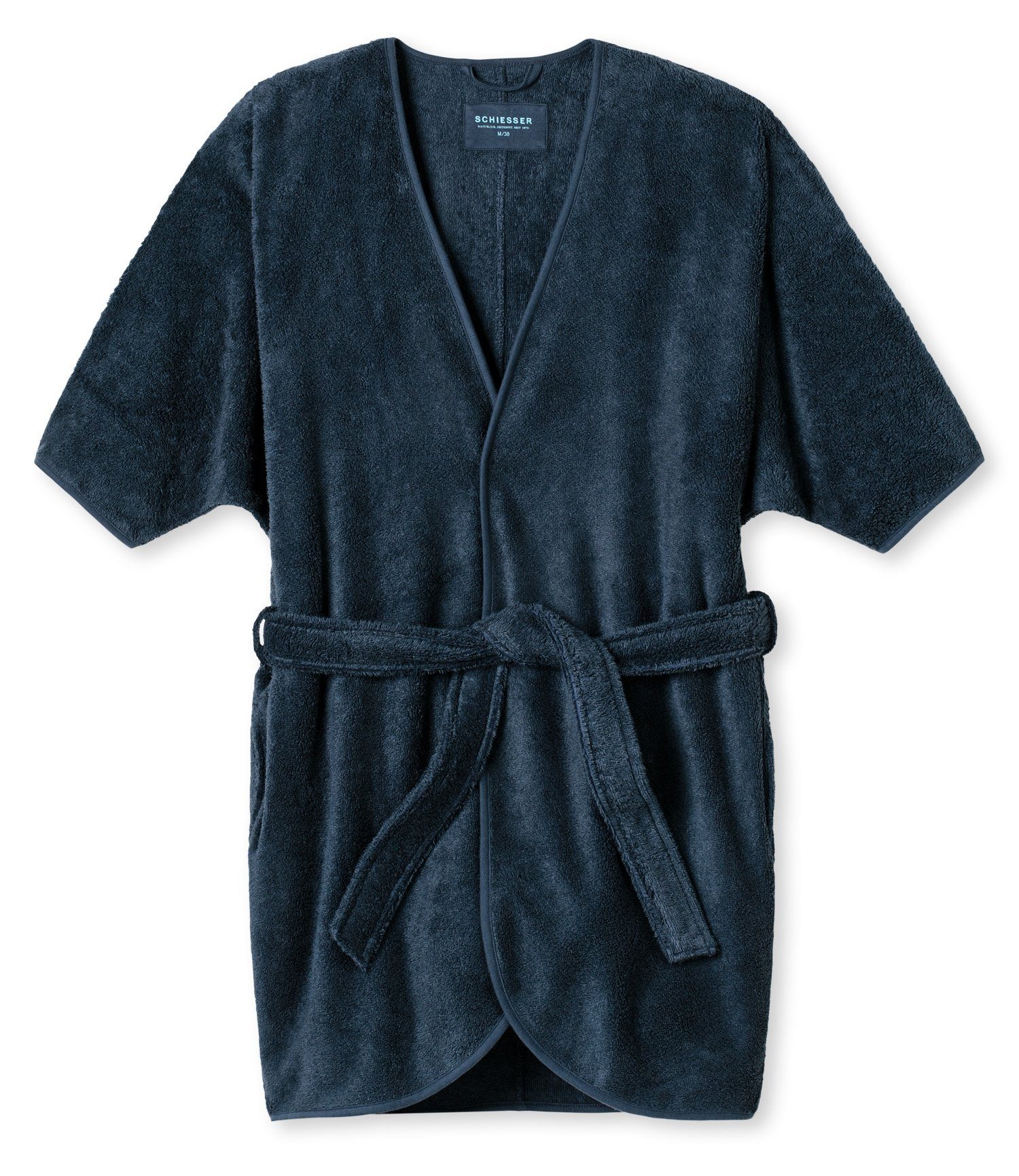 Schiesser Damenbademantel Natural Balance, Morgenmantel Kimono-Kragen, Gürtel, Frottee-Qualität Viscose, cm Cape 90