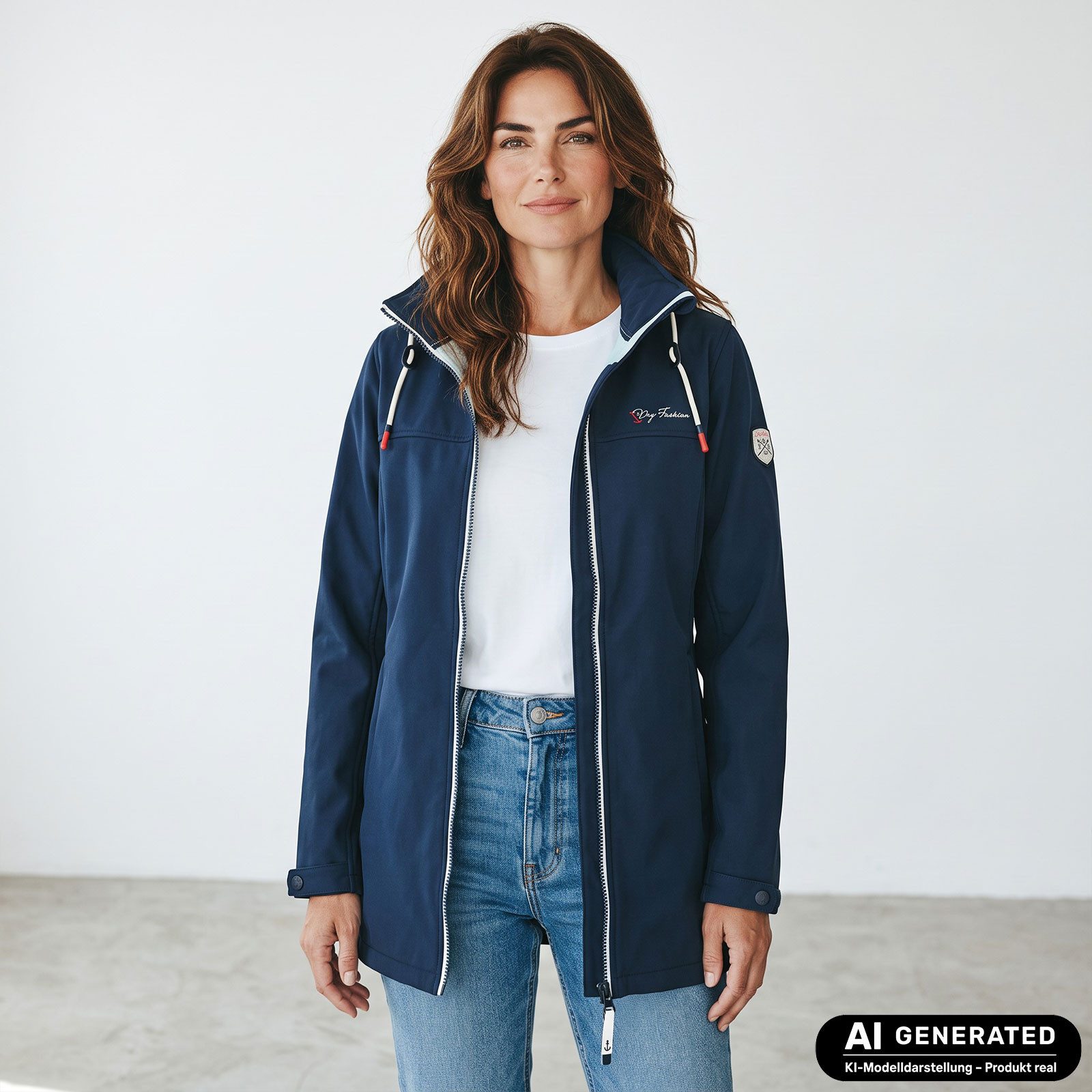 Dry Fashion Softshellmantel Hooge Damen Softshelljacke Mantel Outdoor-Jacke mit Fleece-Innenfutter Atmungsaktiv, Wind- und wasserabweisend, 2-Wege-Reißverschlus – Bild 3 von 5