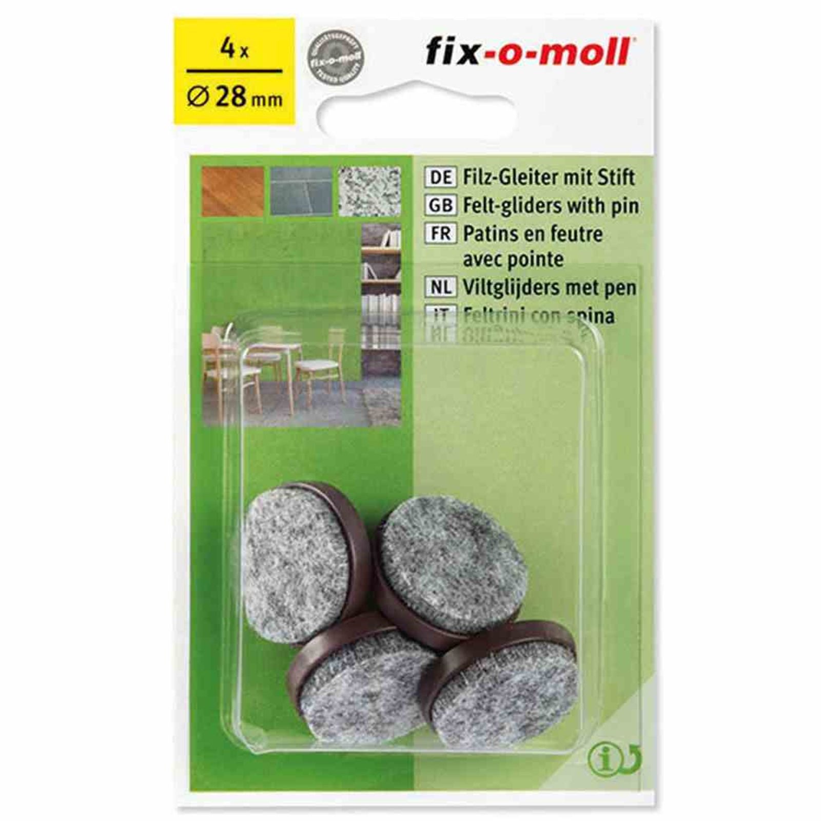Fix-O-Moll Filzgleiter Filzgleiter m.Stift br.28mm 4 Stück