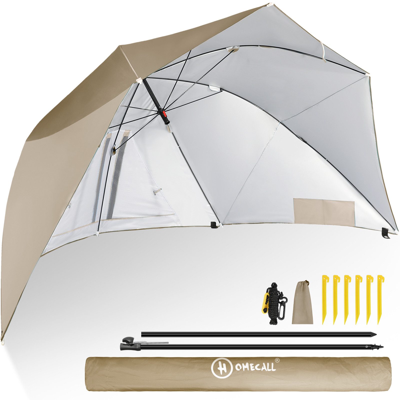 Strandmuschel mit umbrella system UV-resistentes 50+ Khaki