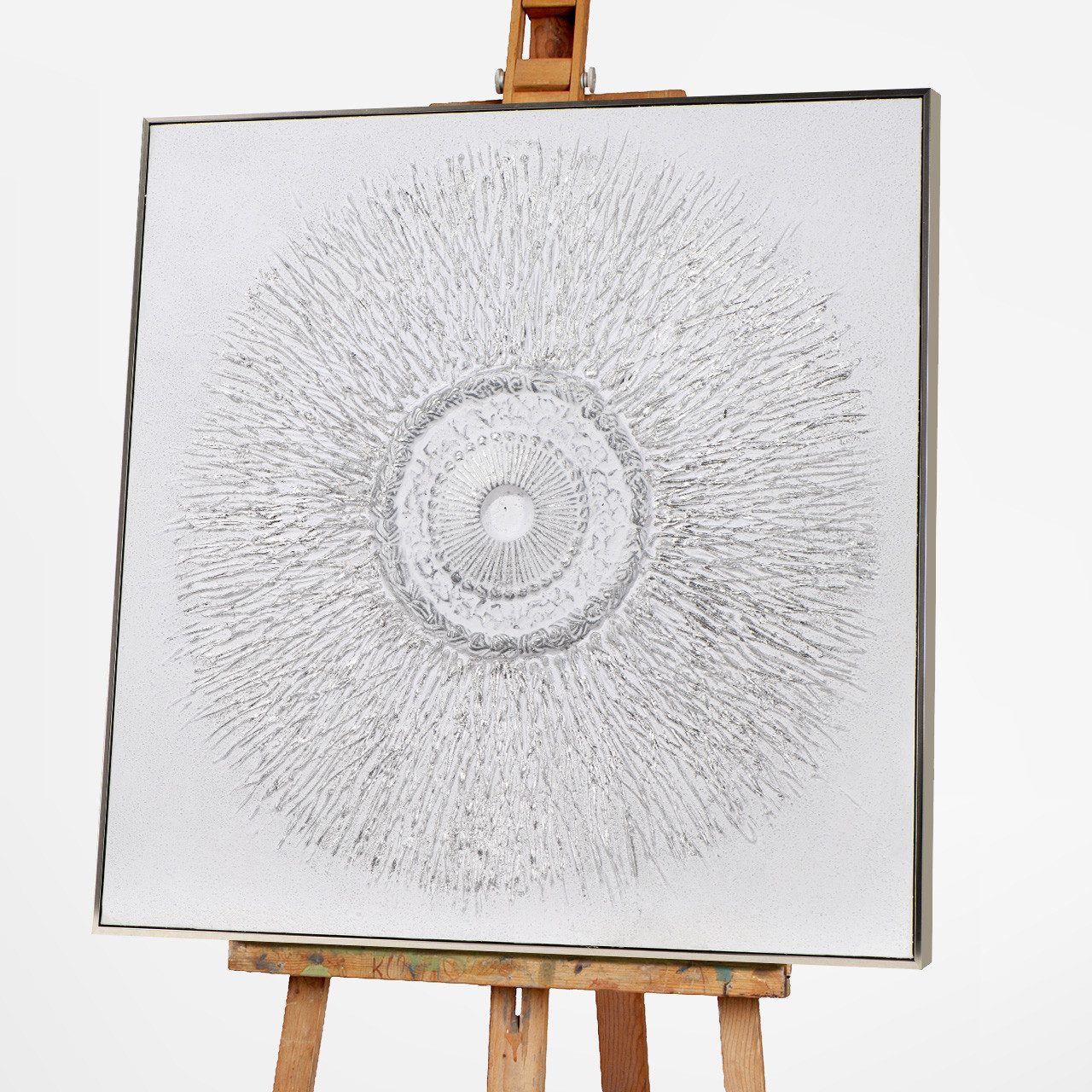ArtUniverse Gemälde Silver Circle 100x100 cm, Silberstrahlen