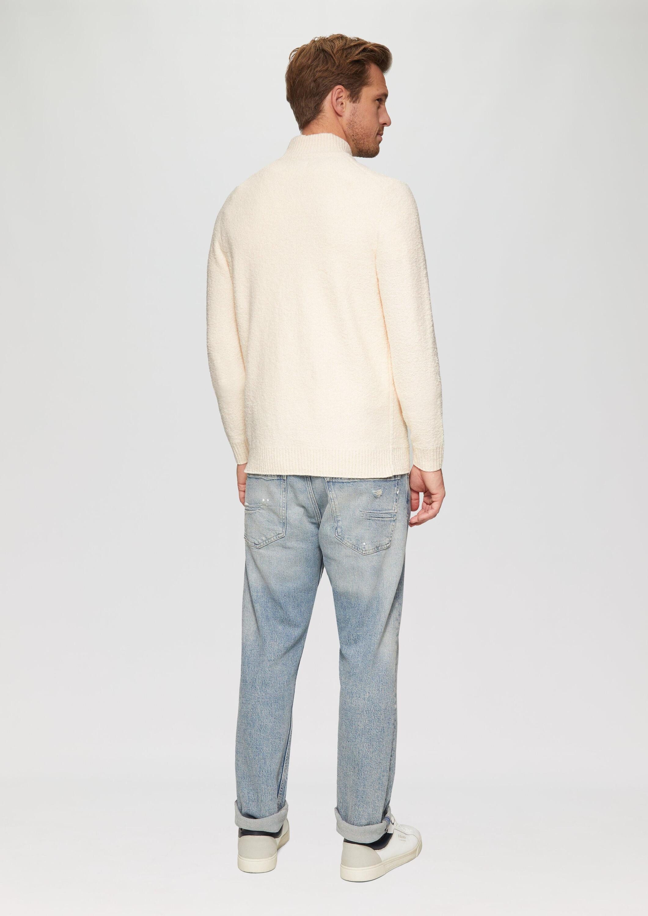 s.Oliver Longpullover Strickpullover Pullover mit Troyer-Kragen in Melange-Optik