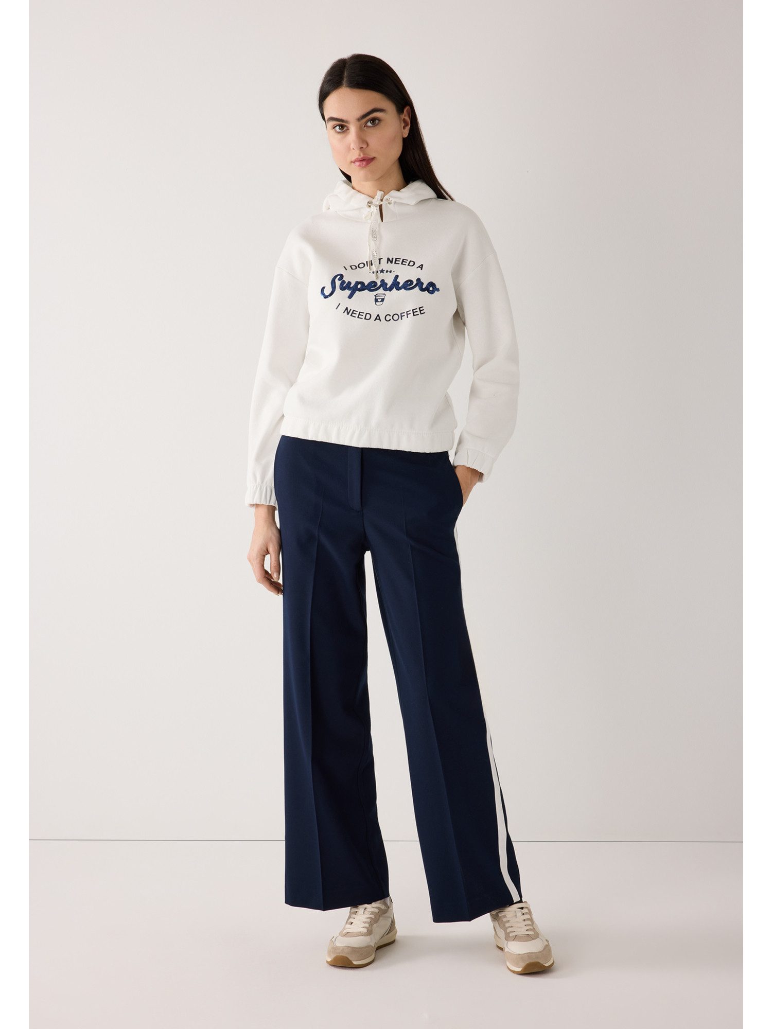 MORE&MORE Sweatshirt softes Sweatshirt, Paillettenschrift