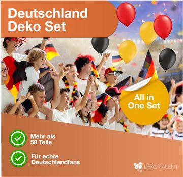 Dekotalent® Hängedekoration XXL Deutschland Deko Set über 50 Teile - Fanartikel Fußball WM EM (Packung, 50 St., über 50 Teile), Vielseitig einsetzbar