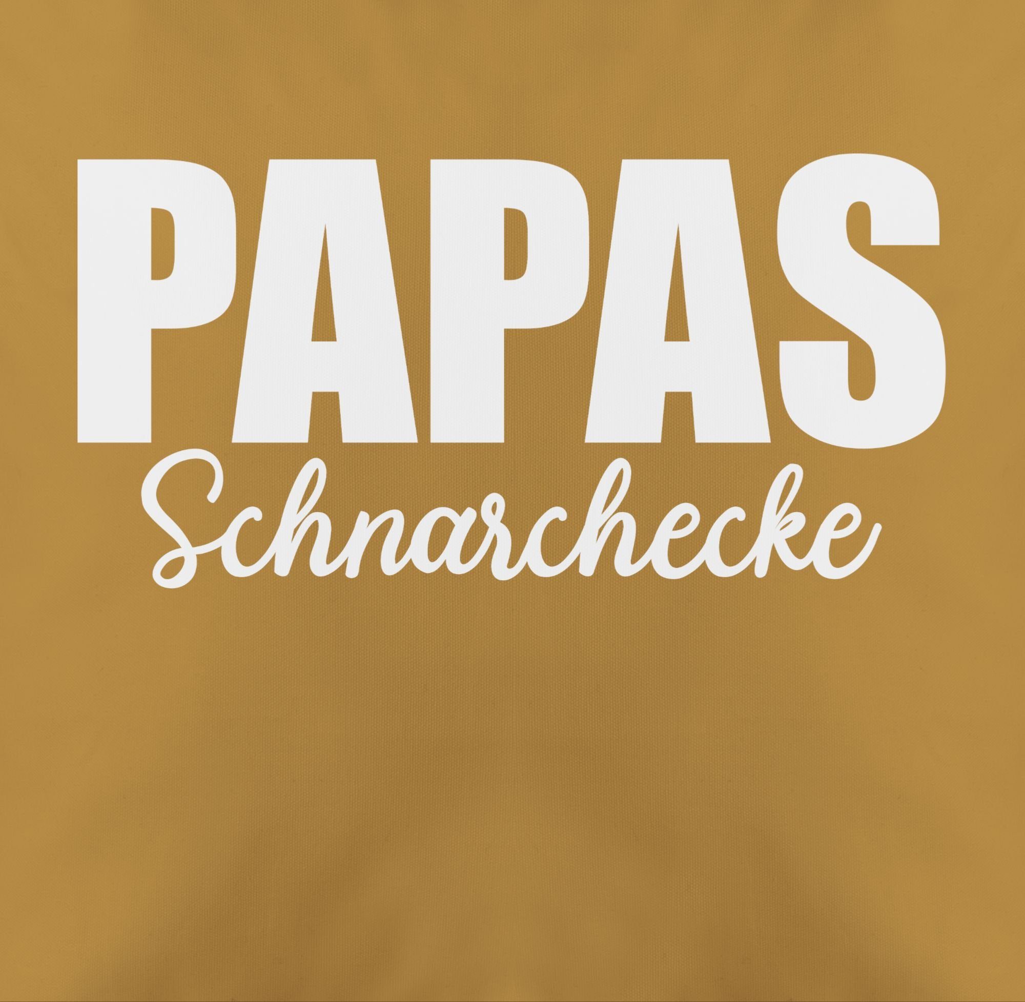 Shirtracer Dekokissen weiß, Gelb Schrift Schnarchecke - Vatertagsgeschenk Kissen 3 Papas 