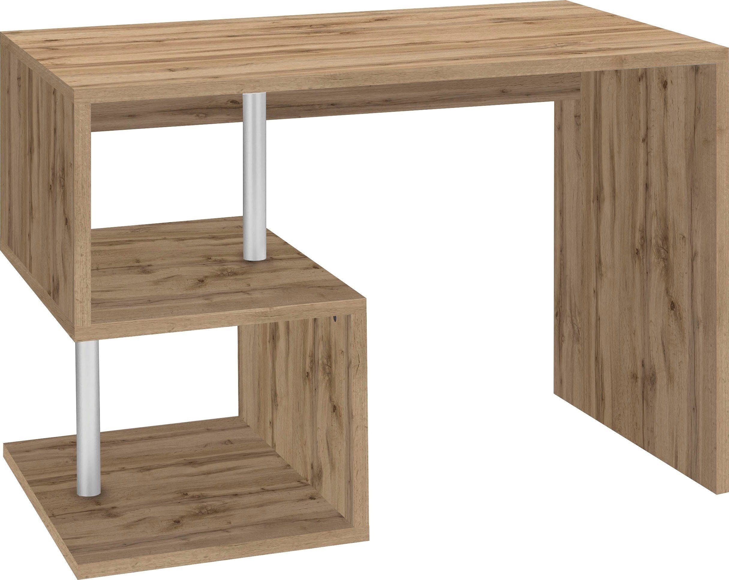 Schreibtisch möbelando Angolo cm), 100x77,5x50 (BxHxT: in Wotan/Eiche einem Esse Einlegeboden mit