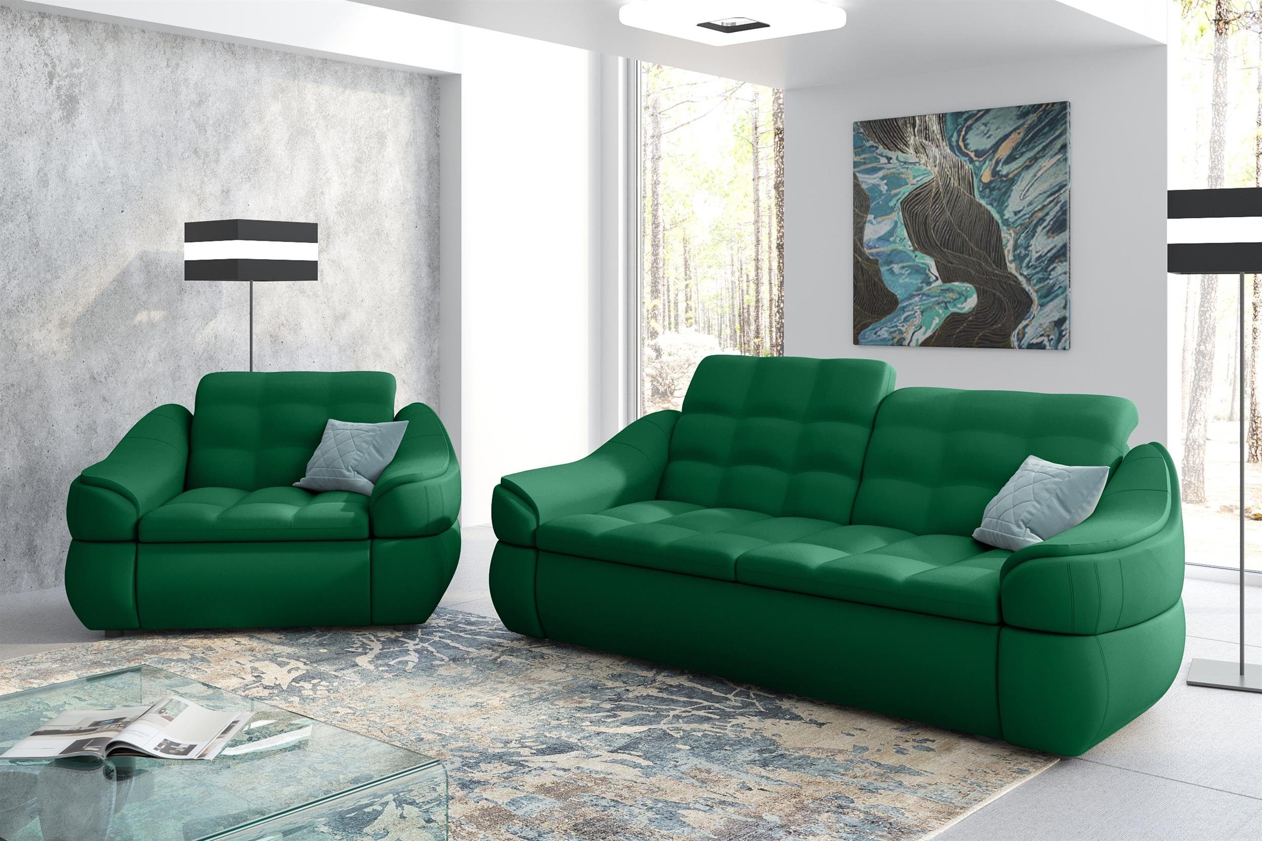 Design, Stylefy Sofa bestehend Alisa, Polstergarnitur in (2-tlg), aus Europa und Sessel, (Set made Modern 2-Sitzer