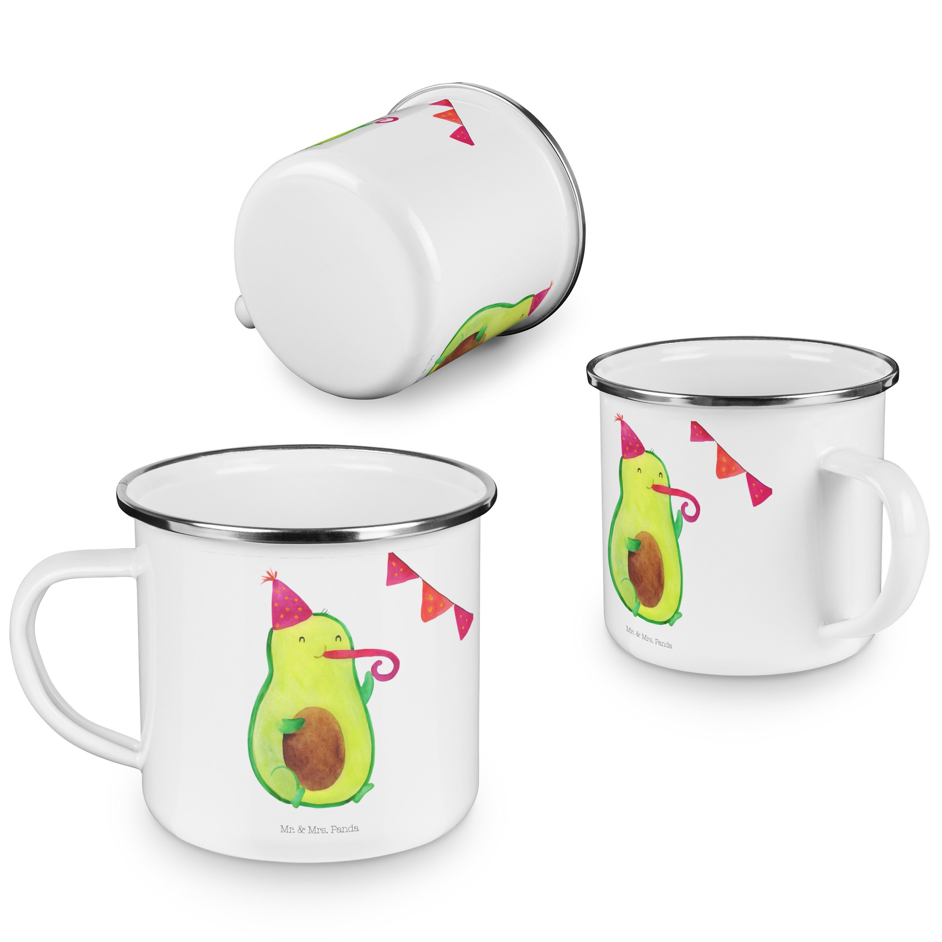 Geschenk, Becher Mrs. Outdoor, - Gesund, Mr. Emaille Edels, & Blechtasse - Avocado Birthday Weiß Panda