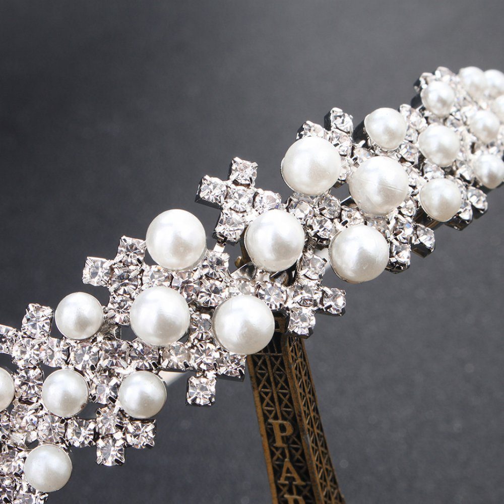 Kunstperlen-Art-Deco-Braut-Stirnband-Tiara Kristall-elegante (1-tlg) WaKuKa Diadem