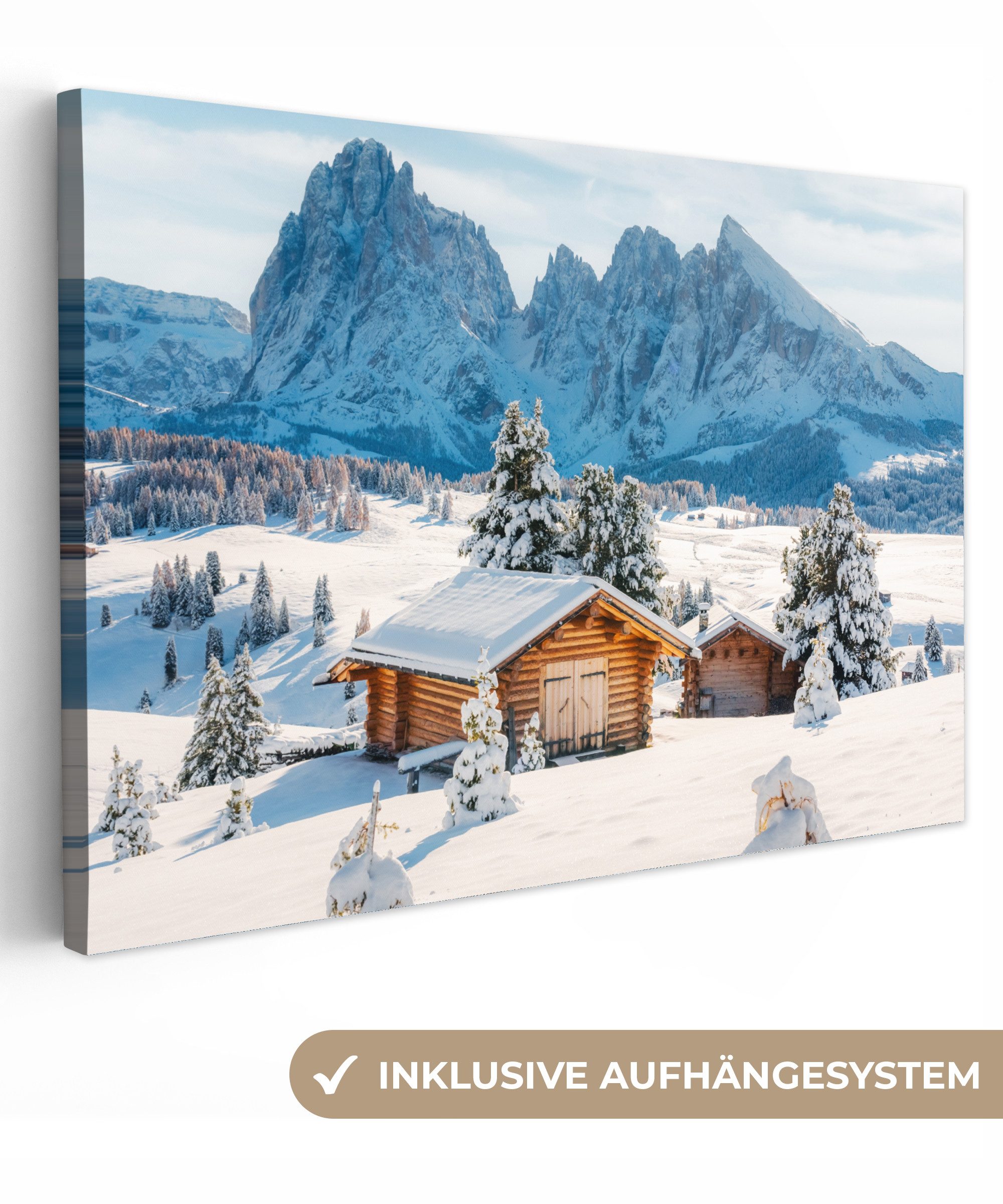 OneMillionCanvasses® Leinwandbild Winter - Hütte - günstig online kaufen