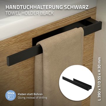 ML-DESIGN Handtuchhalter Badetuchhalter Handtuchstange Wandhalter, 2er Set ohne Bohren 39cm Schwarz Stahl Wandmontage Modernes Design