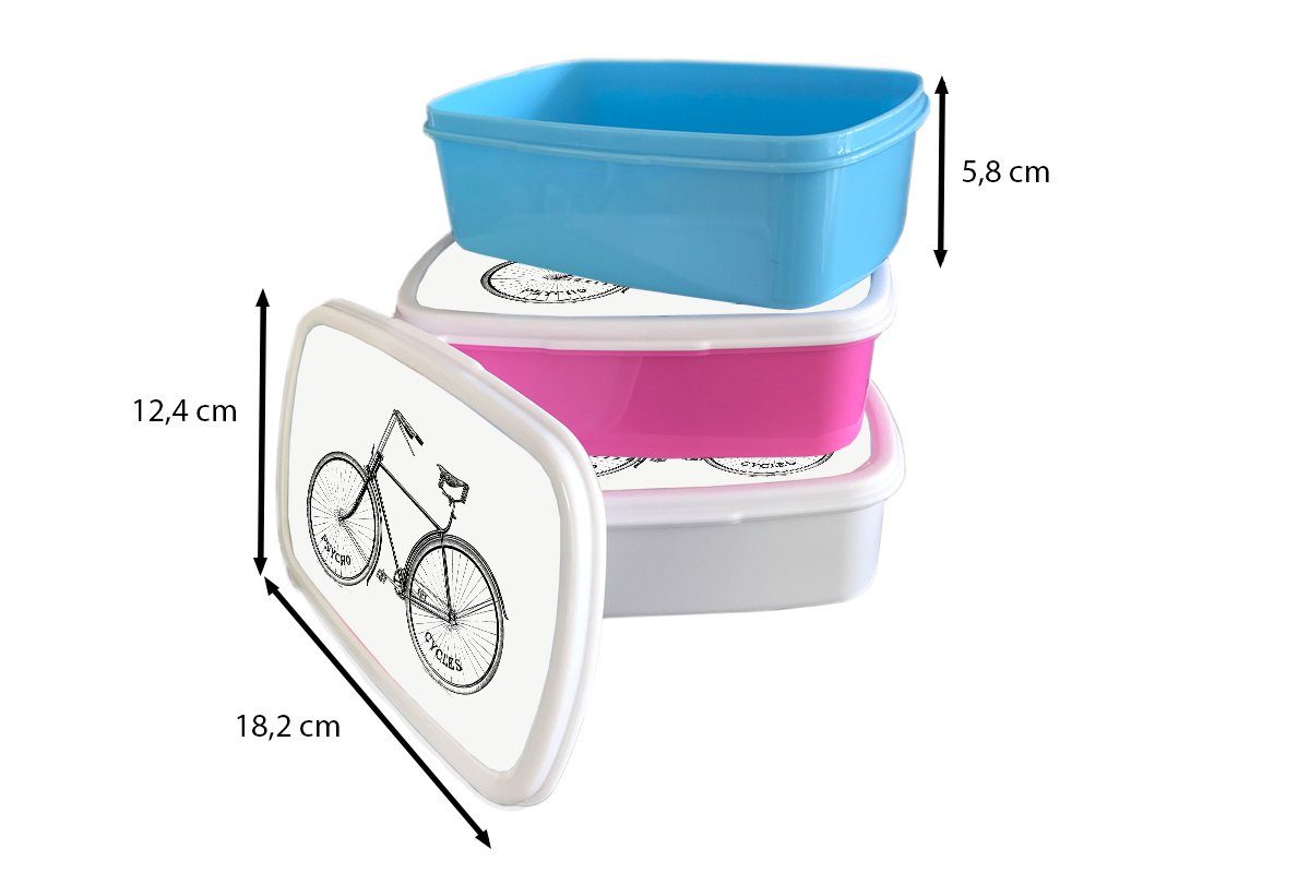 und - für MuchoWow - Jungs weiß Retro Brotdose, Fahrrad Brotbox Lunchbox für Kinder (2-tlg), Mädchen Sattel, Erwachsene, Kunststoff, und