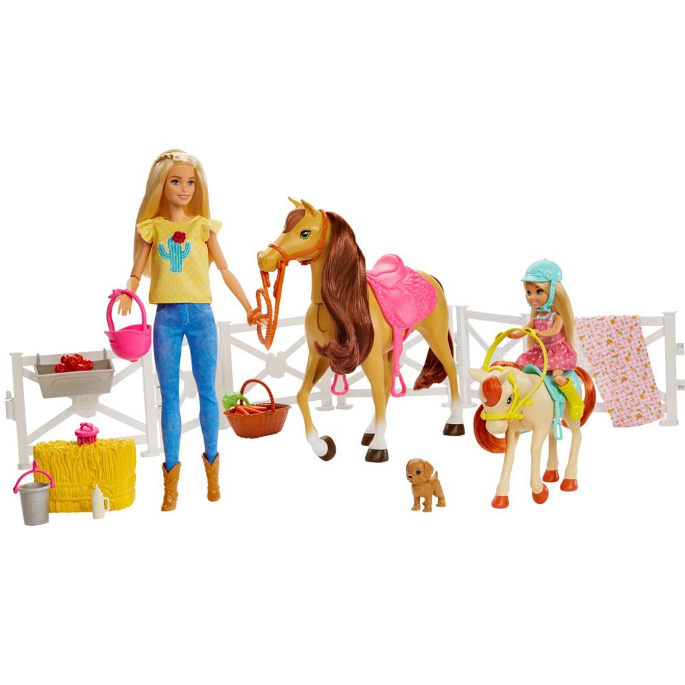 Barbie Anziehpuppe Barbie Reitspaß Mattel FXH15 Spiel-Set mit Puppen, Pferd und Pony