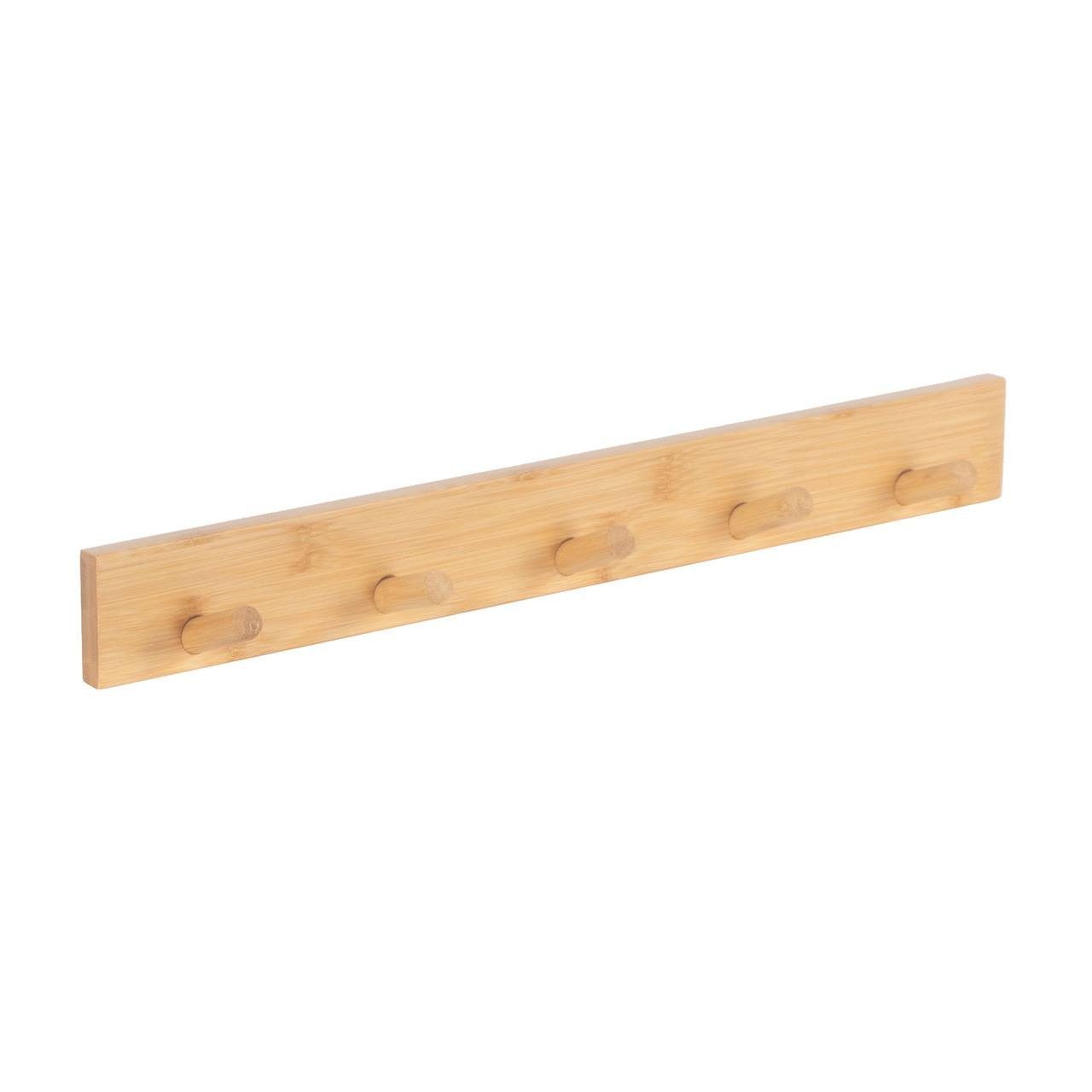 BEGRYF Hakenleiste Bambus Natur 50 x 6 x 1,5 cm, (1 St), 5 Haken, zur Wandmontage