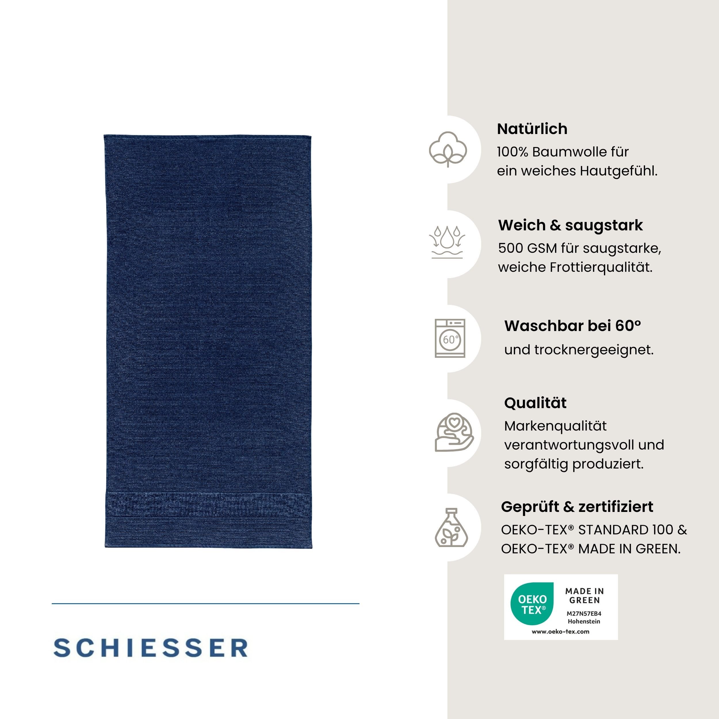 Schiesser Handtücher Turin aus 100% Baumwolle in dezenter Reiskornoptik, Frottier (Set, 4-St), OEKO-TEX® MADE IN GREEN – Bild 2 von 5