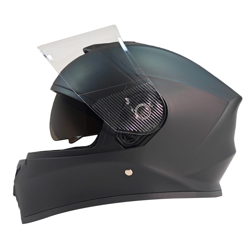 FunSport-Factory Motocrosshelm Motocross Kinderhelm Integralhelm Schwarz matt uni, mit integrierter Sonnenblende