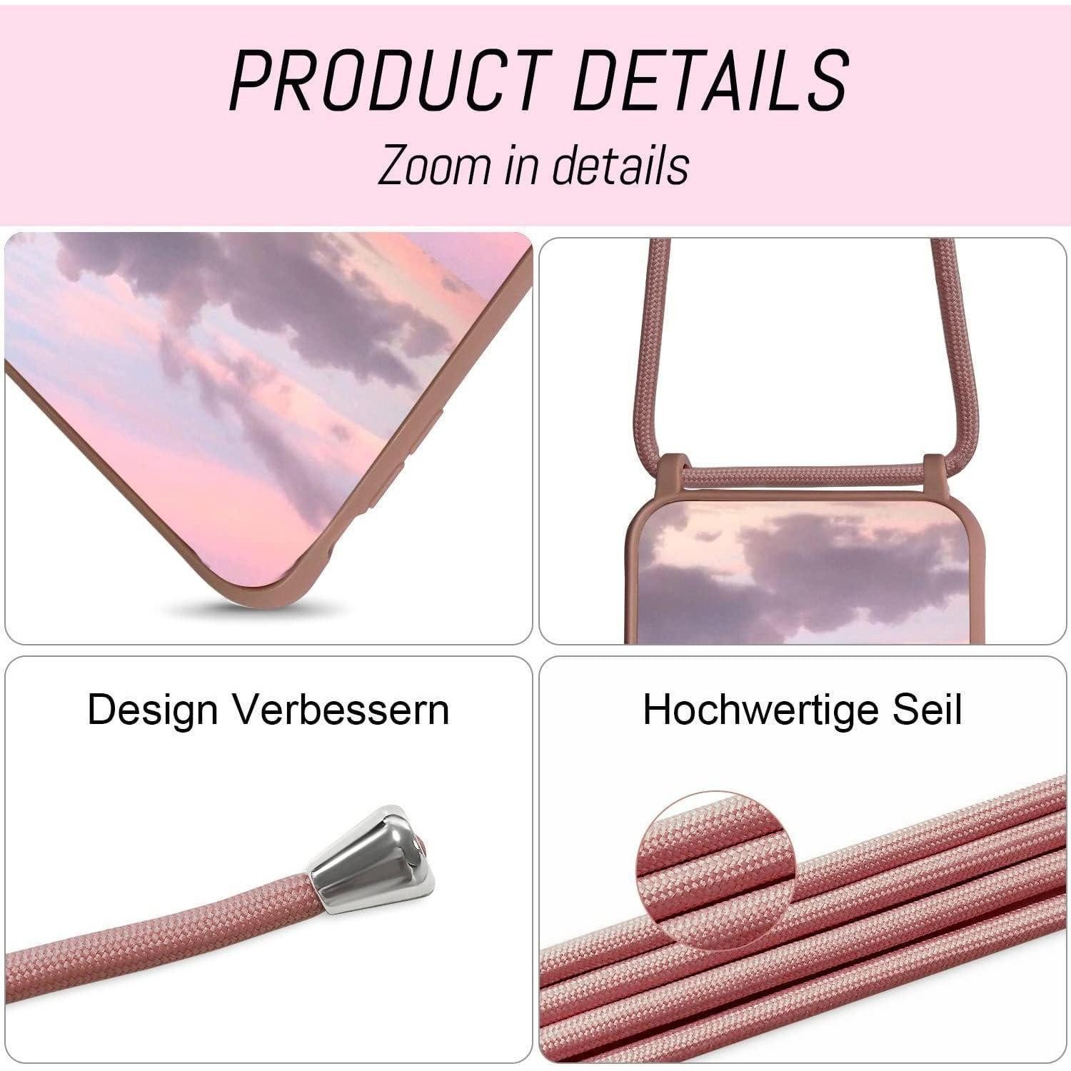 LuxusKollektion Case zum Umhängen Handyhülle S21 mit Kordel Pink