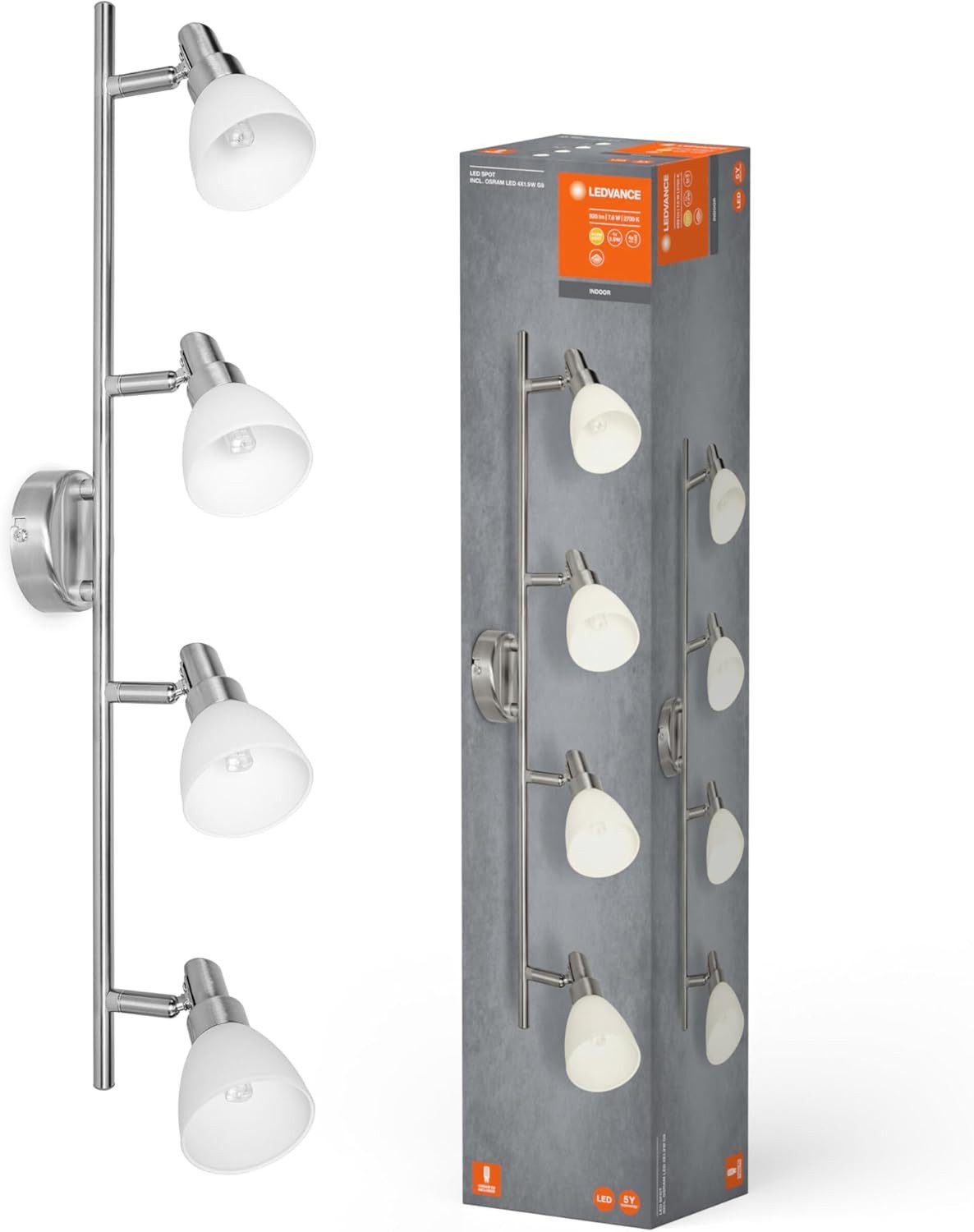 Ledvance LED-Leuchtmittel, 1 St., LEDVANCE LED Spotlight, 4-flammiger hochwertiger Spotstrahler aus Alum