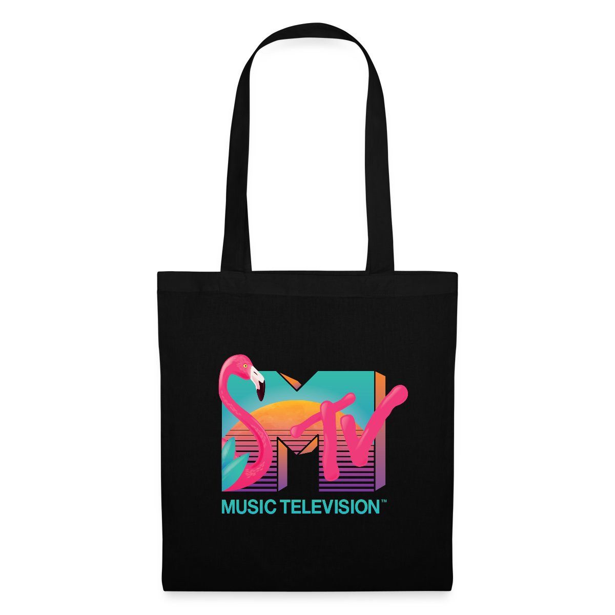 Henkeltasche MTV Music Television Flamingo-Logo Stoffbeutel