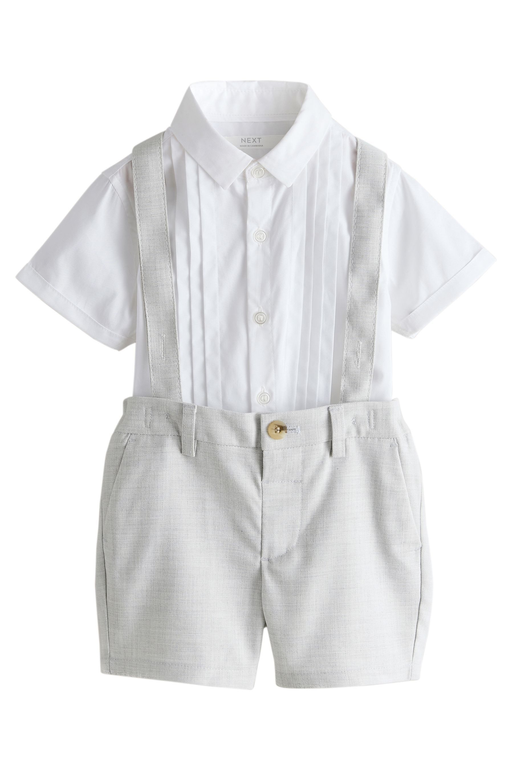 Next Shirt & Shorts Set mit Hemd, Shorts und Hosenträgern (3-tlg)