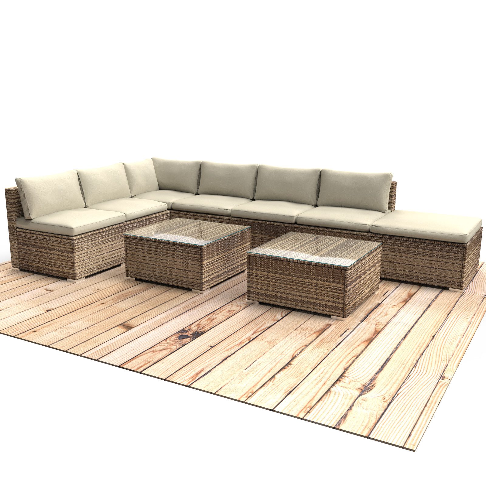 BRAST Gartenlounge-Set Relax für 6 Personen inkl. extra Dicke Kissen, TÜV geprüft Outdoor Loungemöbel Sitzgruppe Essgruppe Garnitur