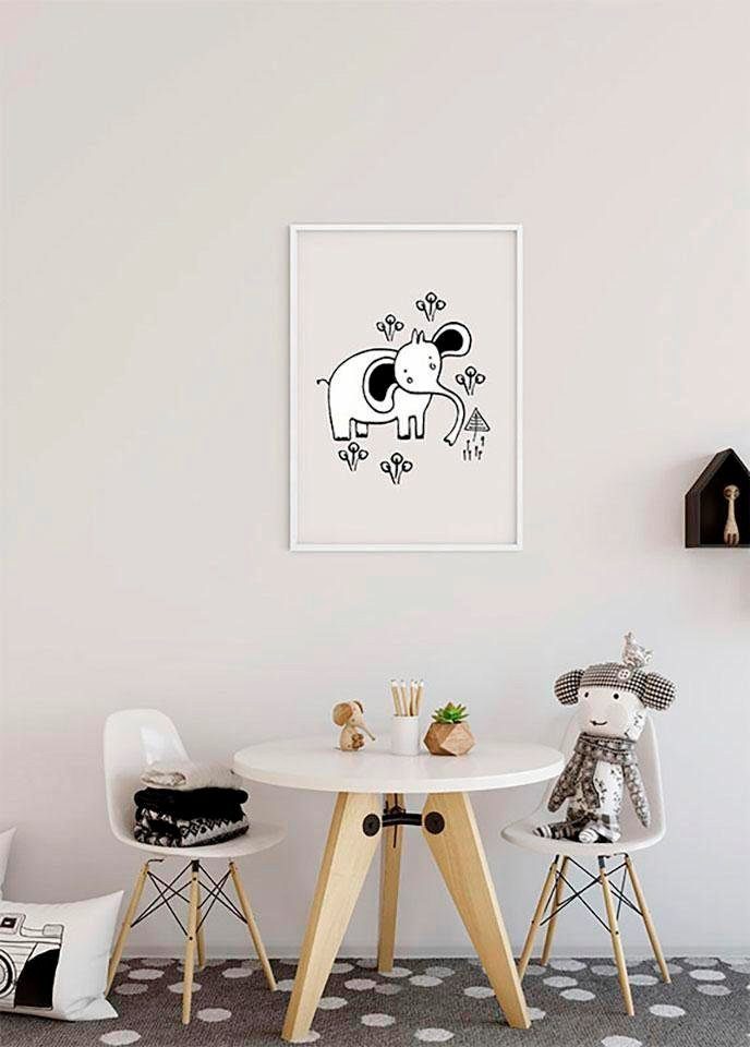 Komar Poster Tiere Scribble Schlafzimmer, Wohnzimmer Kinderzimmer, St), Elephant, (1