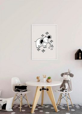 Komar Poster Scribble Elephant, Tiere (1 St), Kinderzimmer, Schlafzimmer, Wohnzimmer