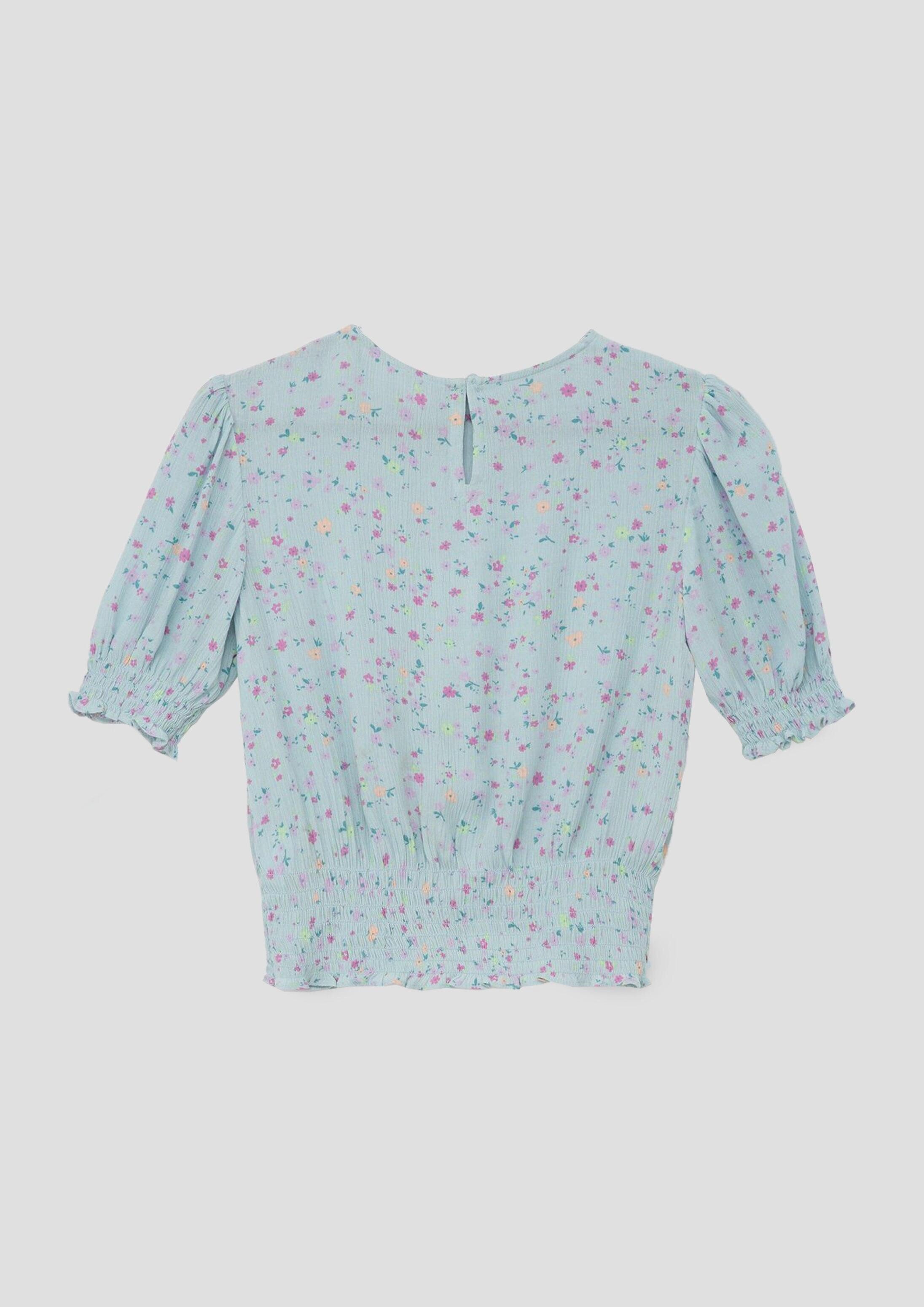 s.Oliver Kurzarmbluse Bluse Bluse mit Smok-Detail