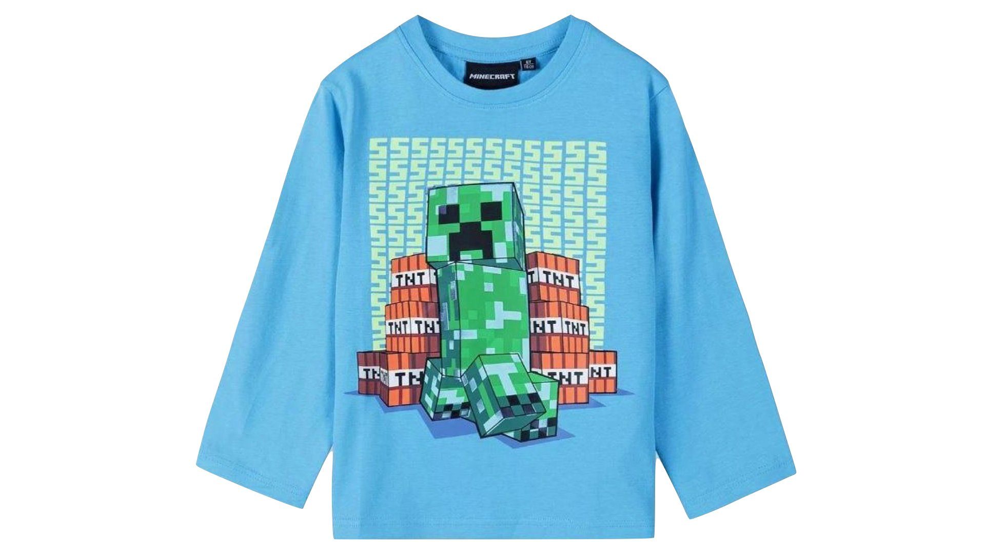 Minecraft Langarmshirt Minecraft Langarmshirt »Creeper Kinder hellblaues langarm Shirt«